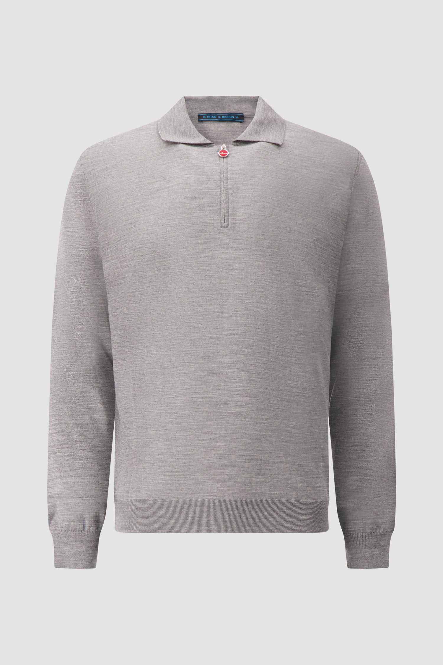 Kiton Grey Half-Zip Polo Sweater