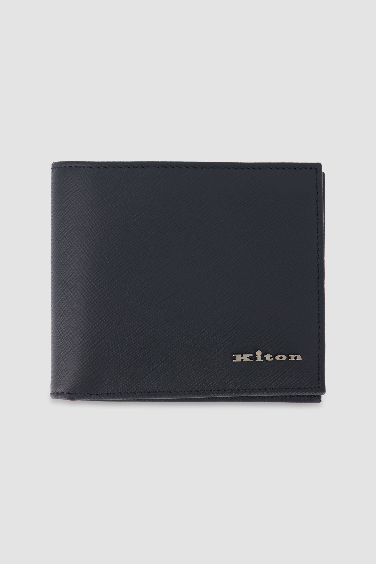 Portefeuille pliable Kiton en cuir de veau noir