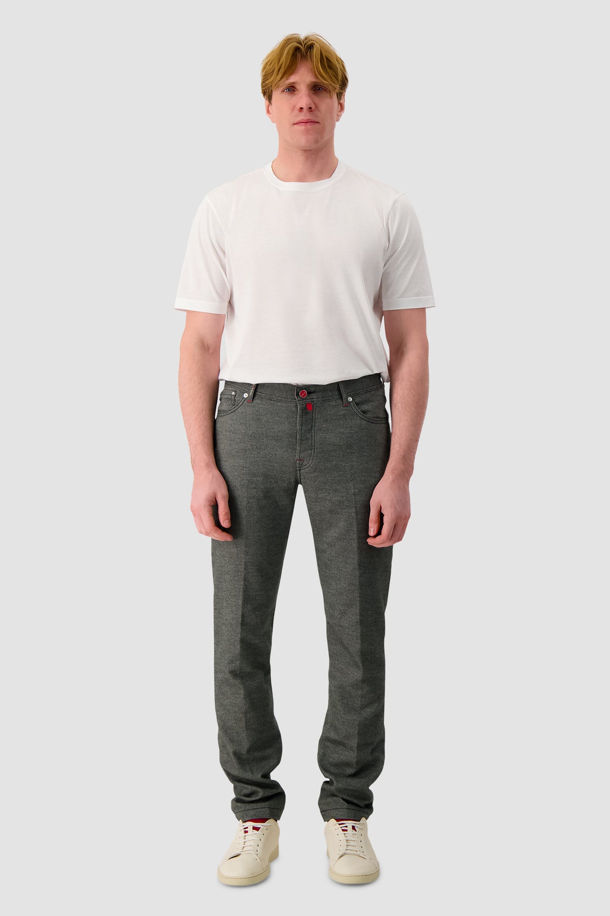 Kiton Grey Cotton Blend Five-Pocket Trousers