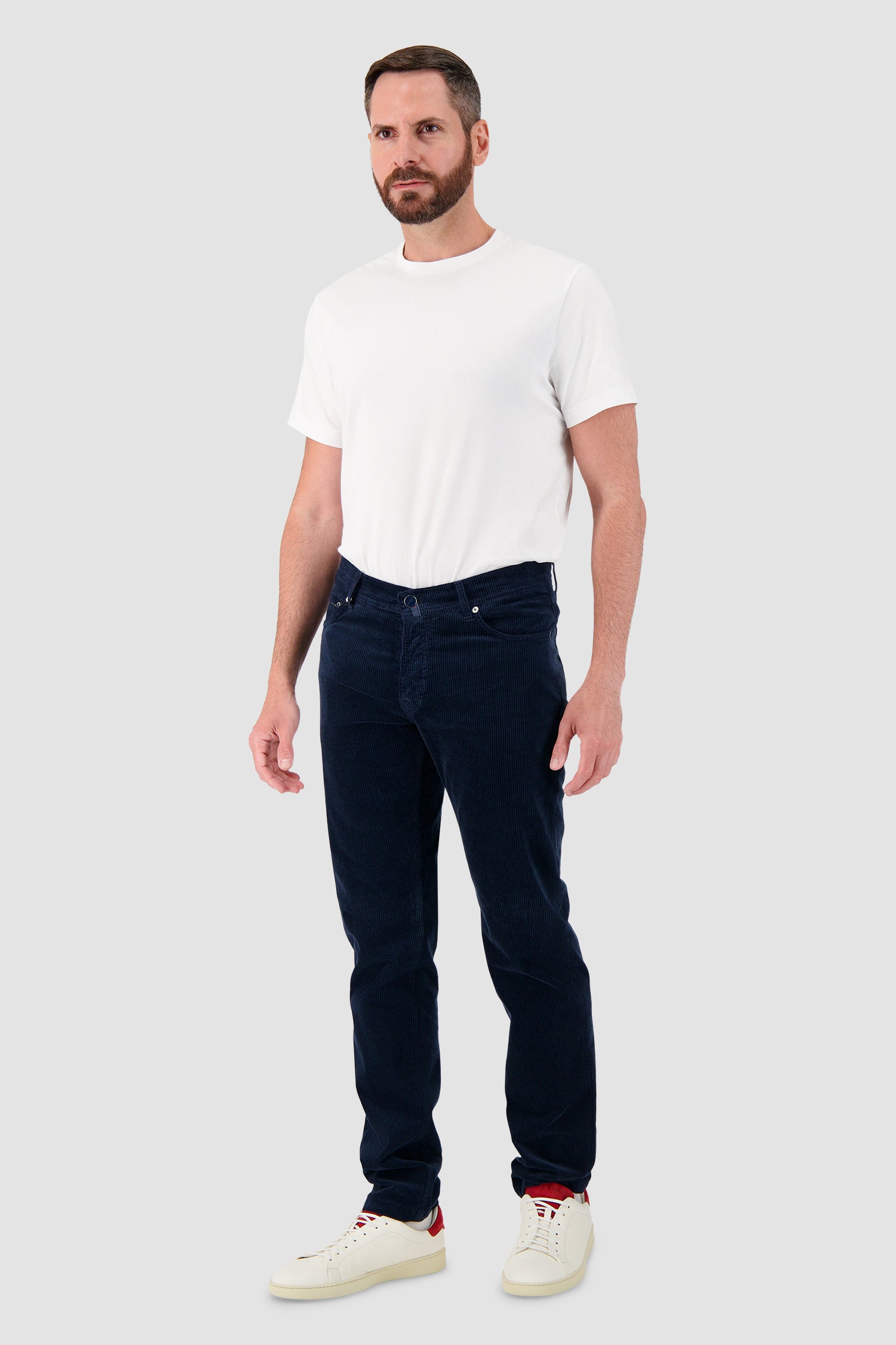 Pantalon en velours côtelé rouge Kiton