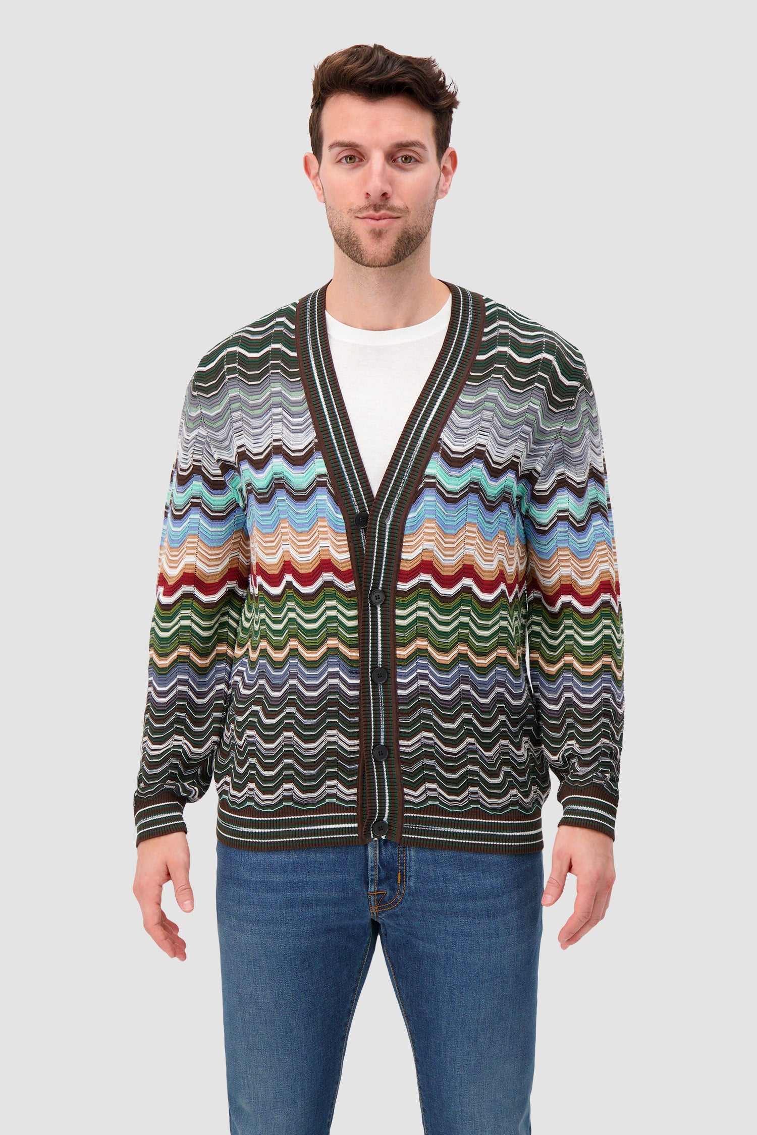 Missoni Cotton and viscose chevron cardigan with Greek motif
