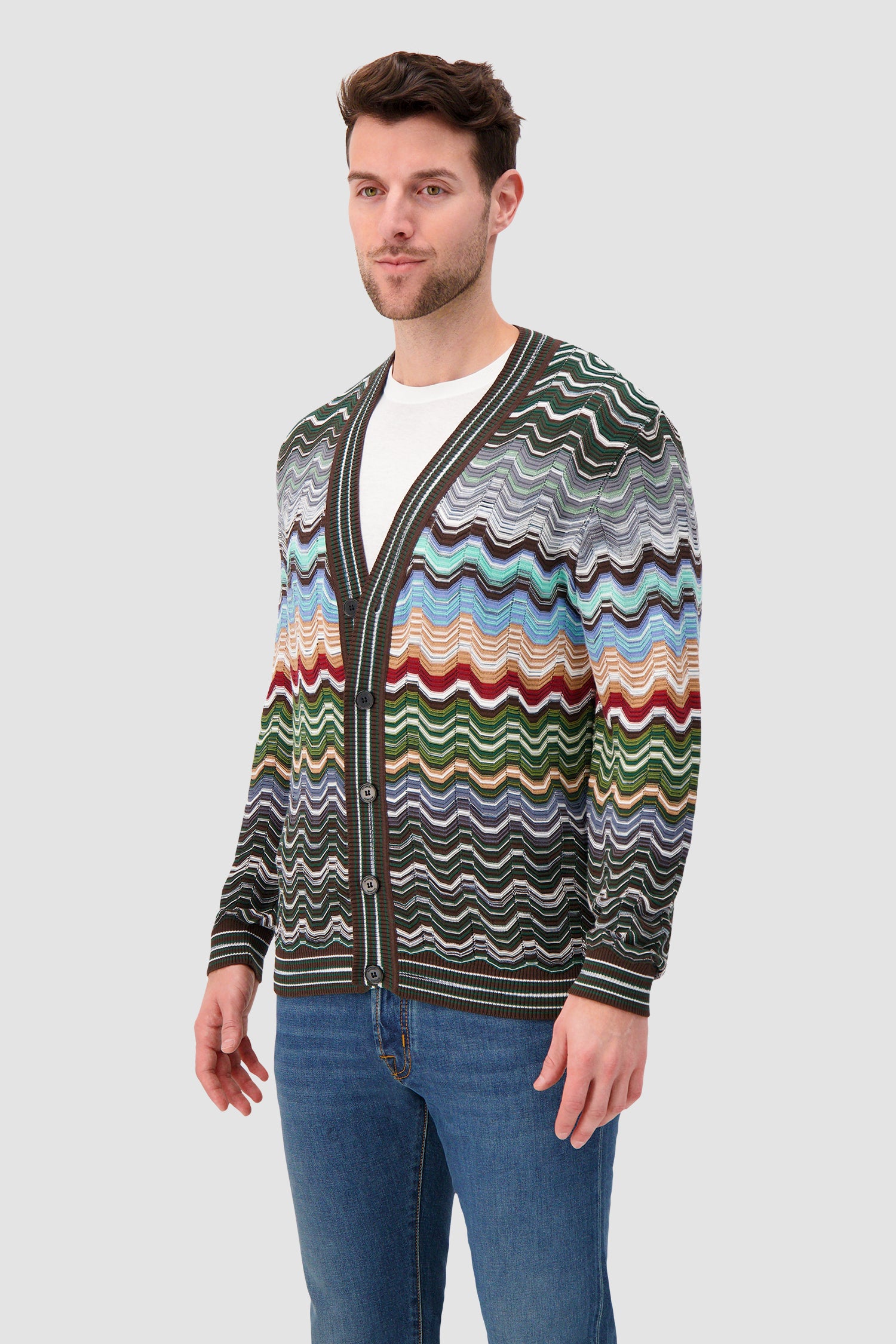 Missoni Cotton and viscose chevron cardigan with Greek motif