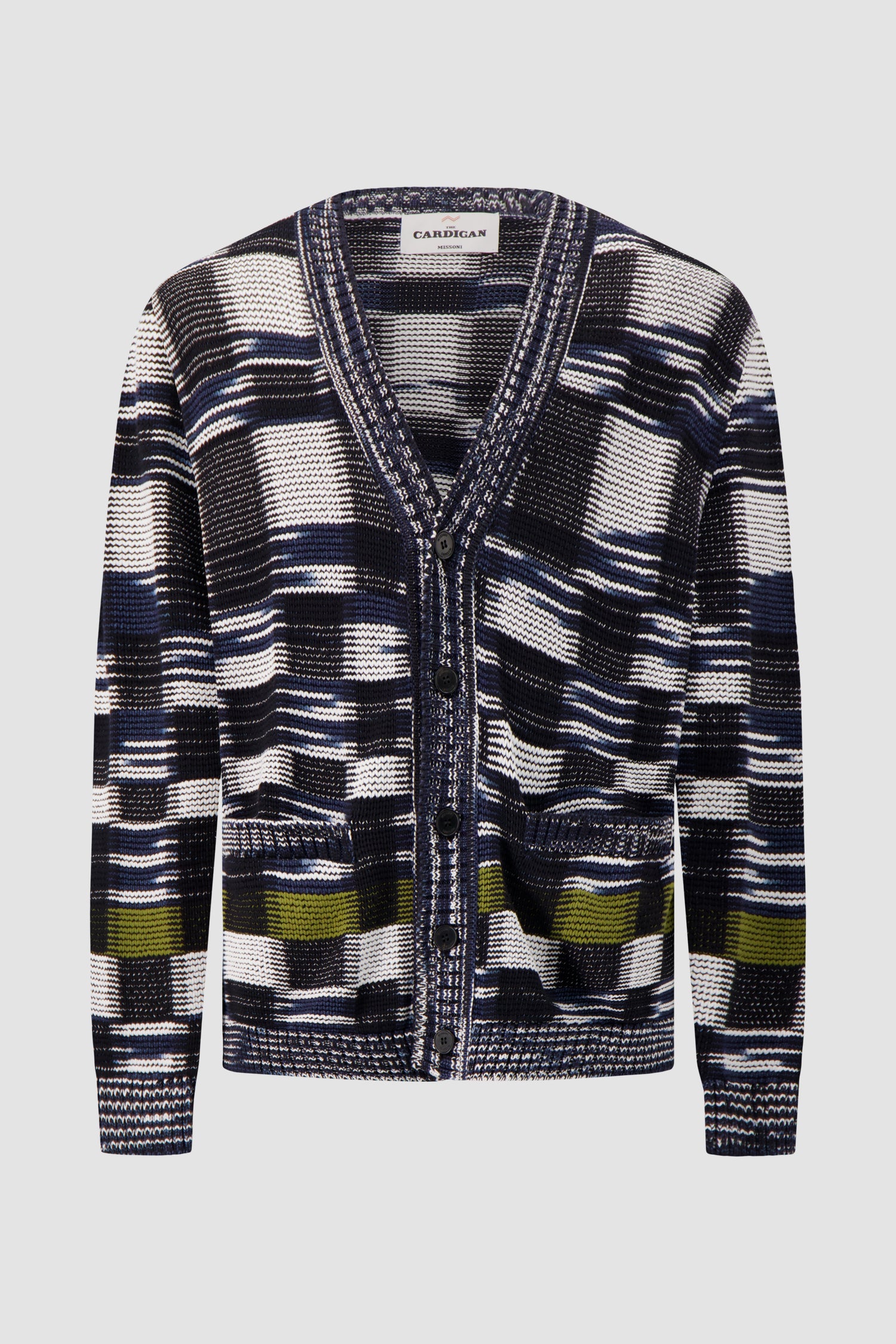 Cardigan Missoni en coton et viscose à chevrons avec motif grec