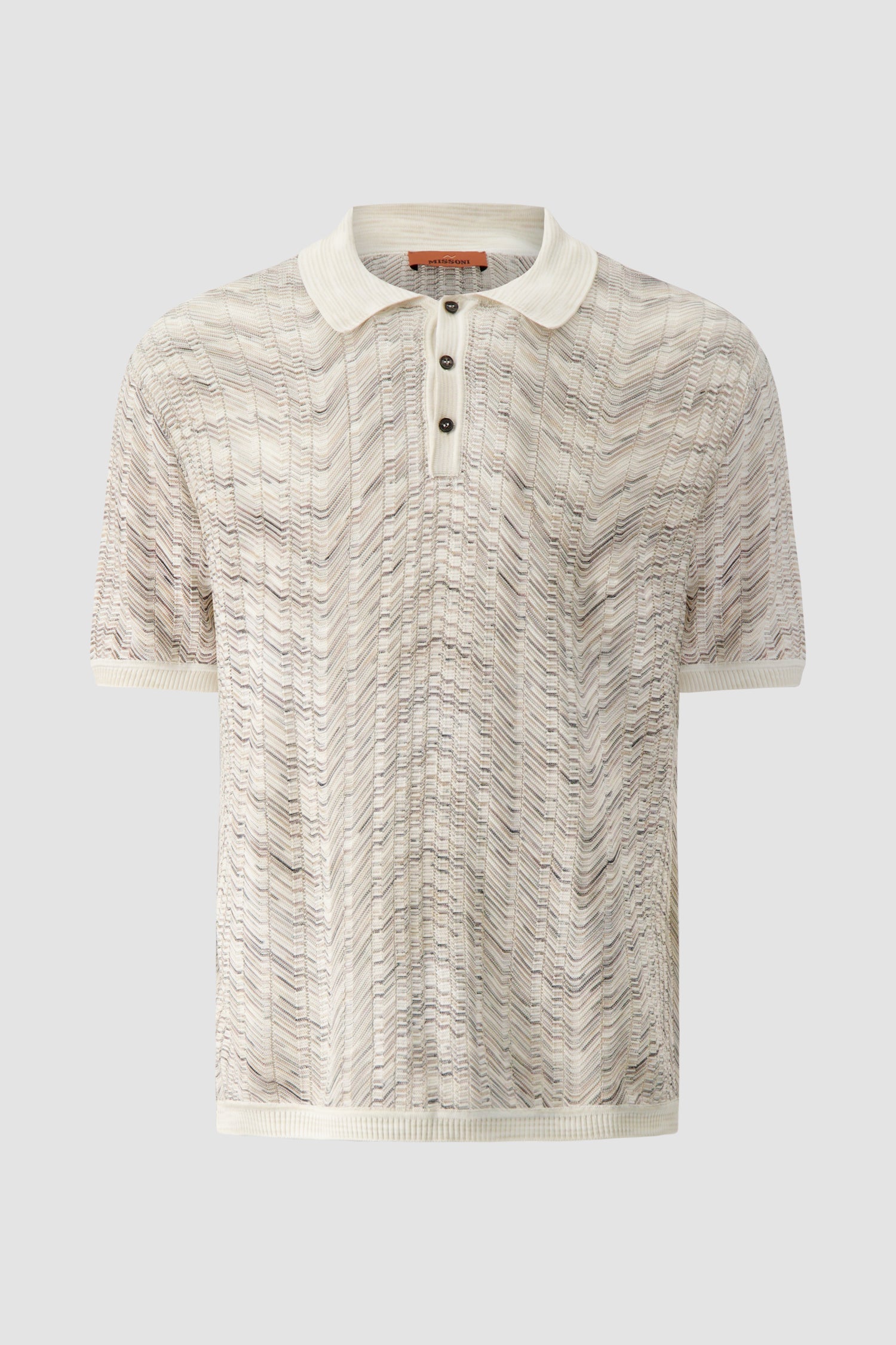 Missoni Beige Knit Chevron Short Sleeve Polo