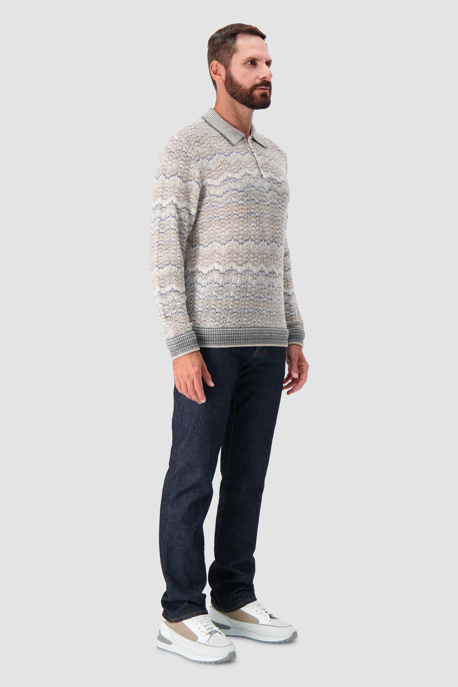 Missoni Ivory Cashmere Long Sleeve Polo Sweater