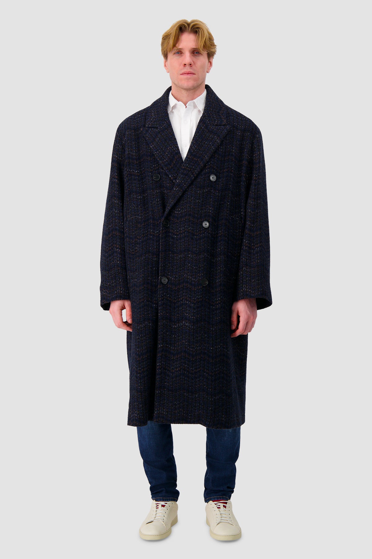 Missoni Navy Cashmere Double Breasted Coat