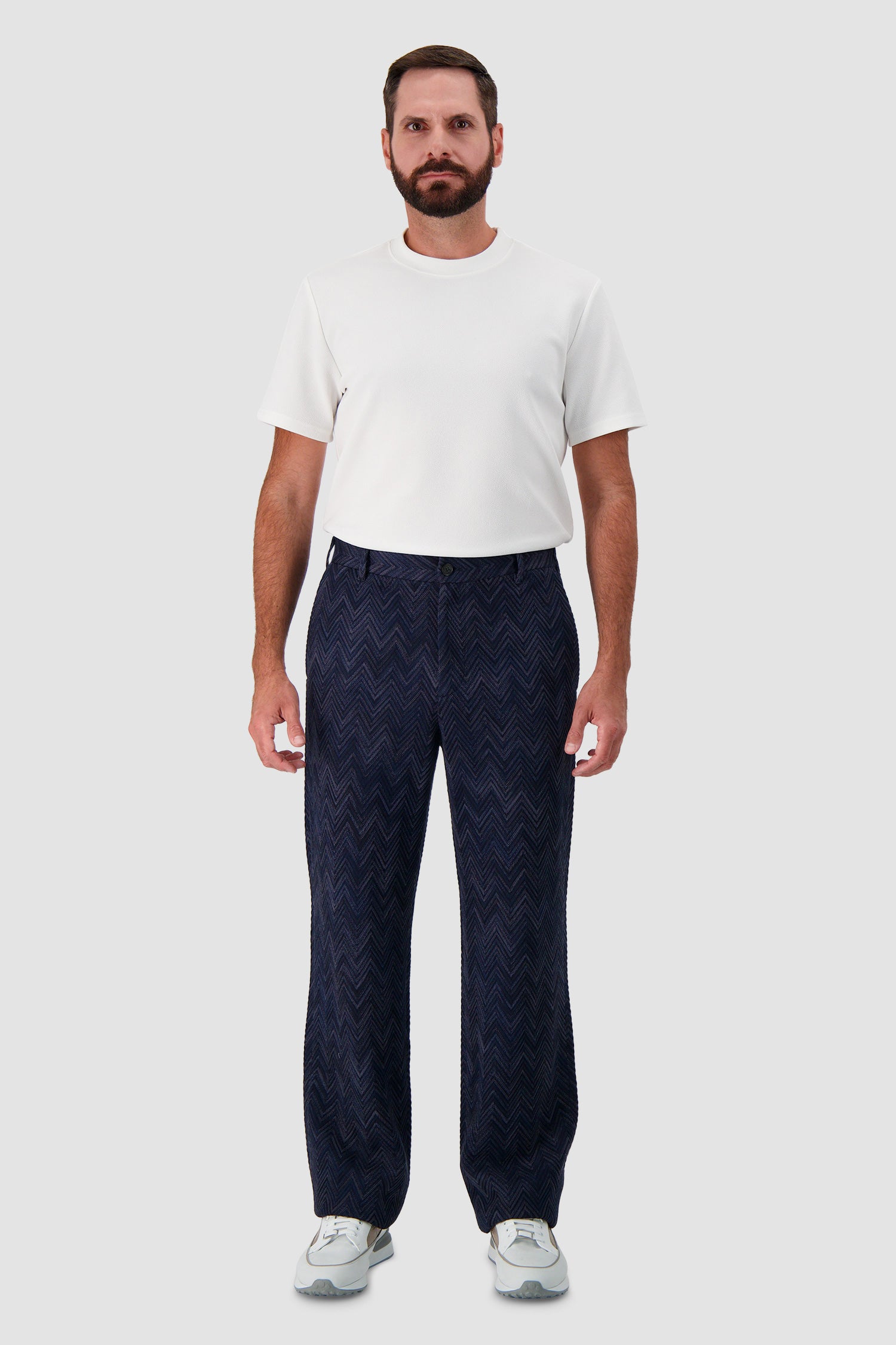 Missoni Navy Knit Chevron Trousers