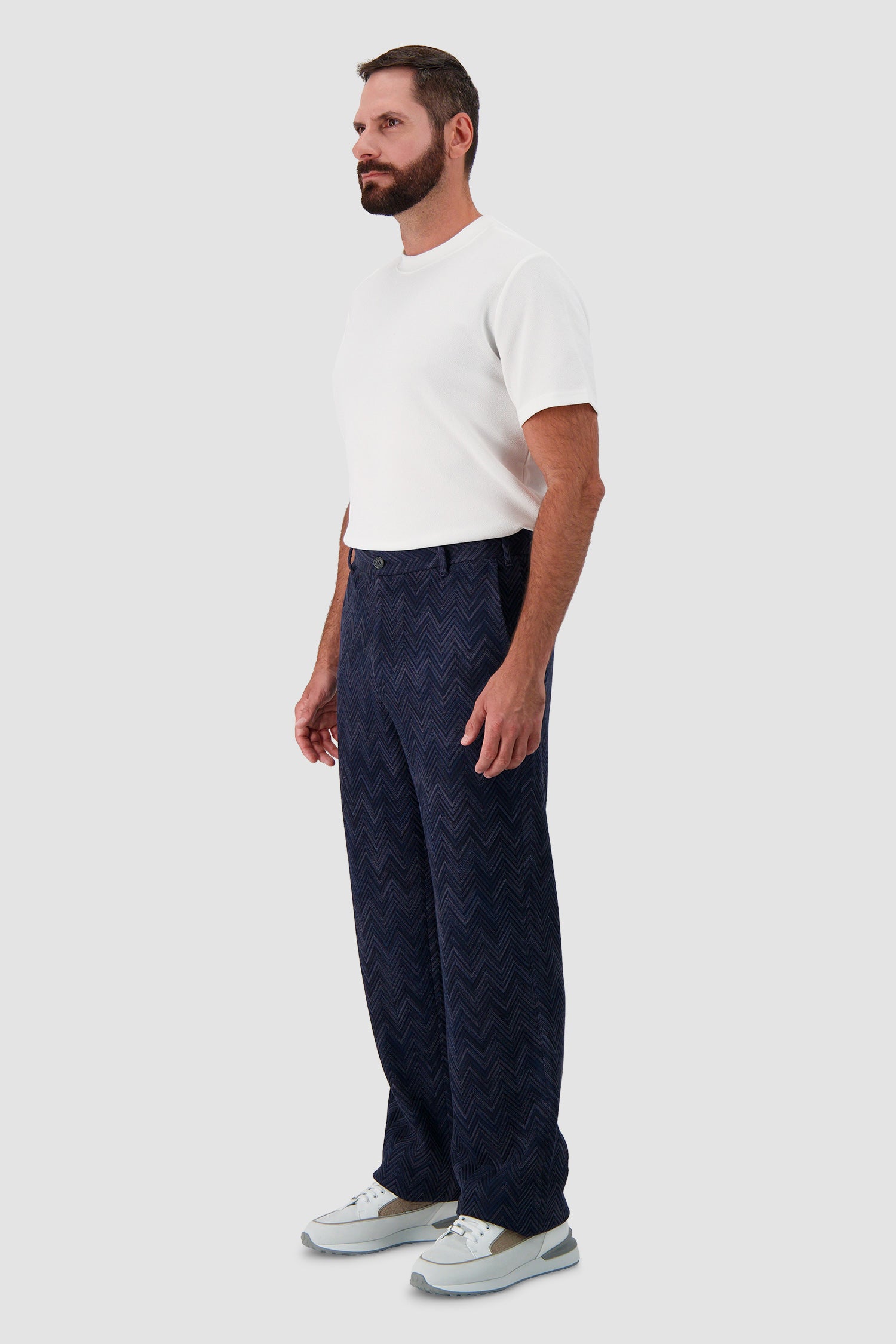 Missoni Navy Knit Chevron Trousers