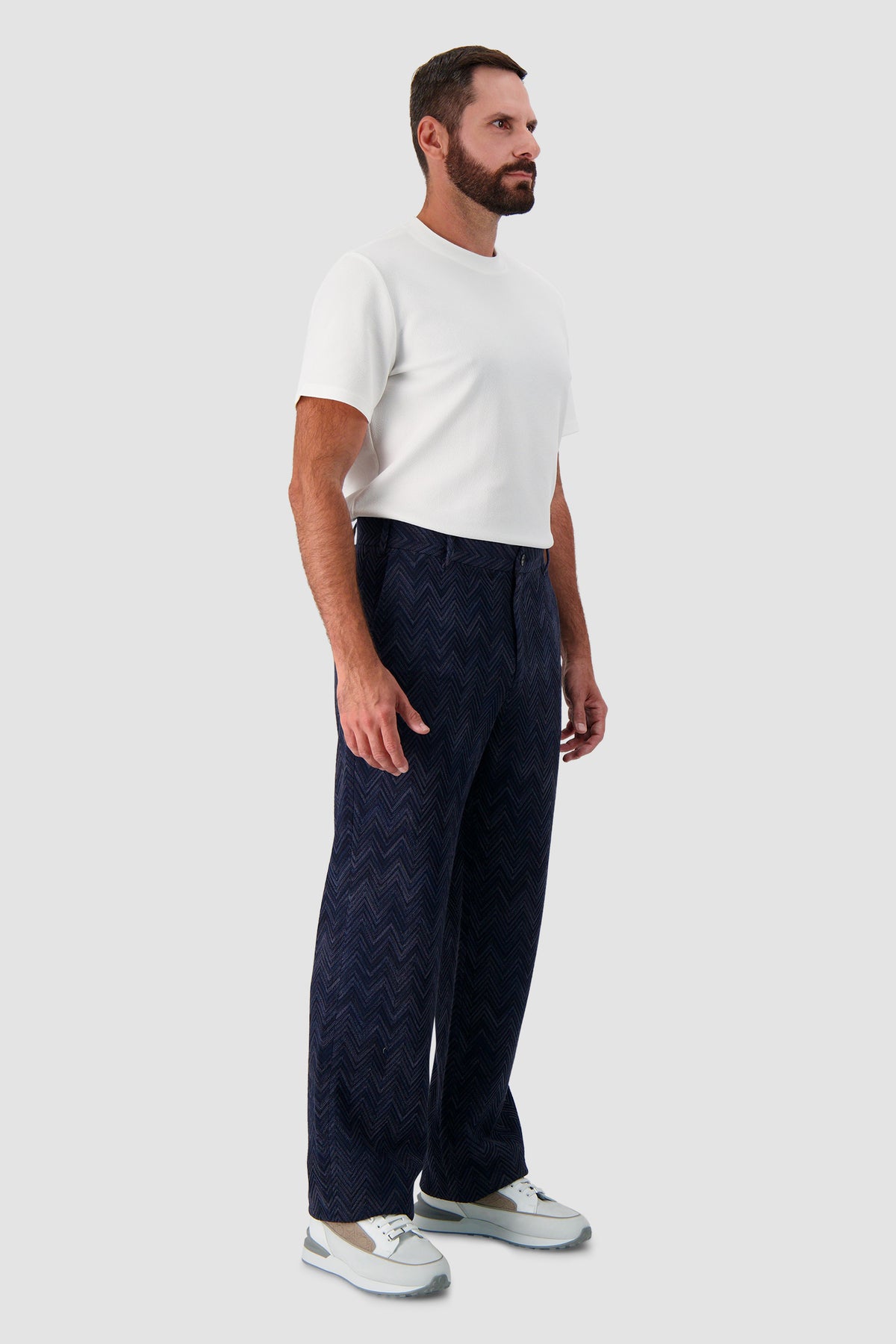 Missoni Navy Knit Chevron Trousers