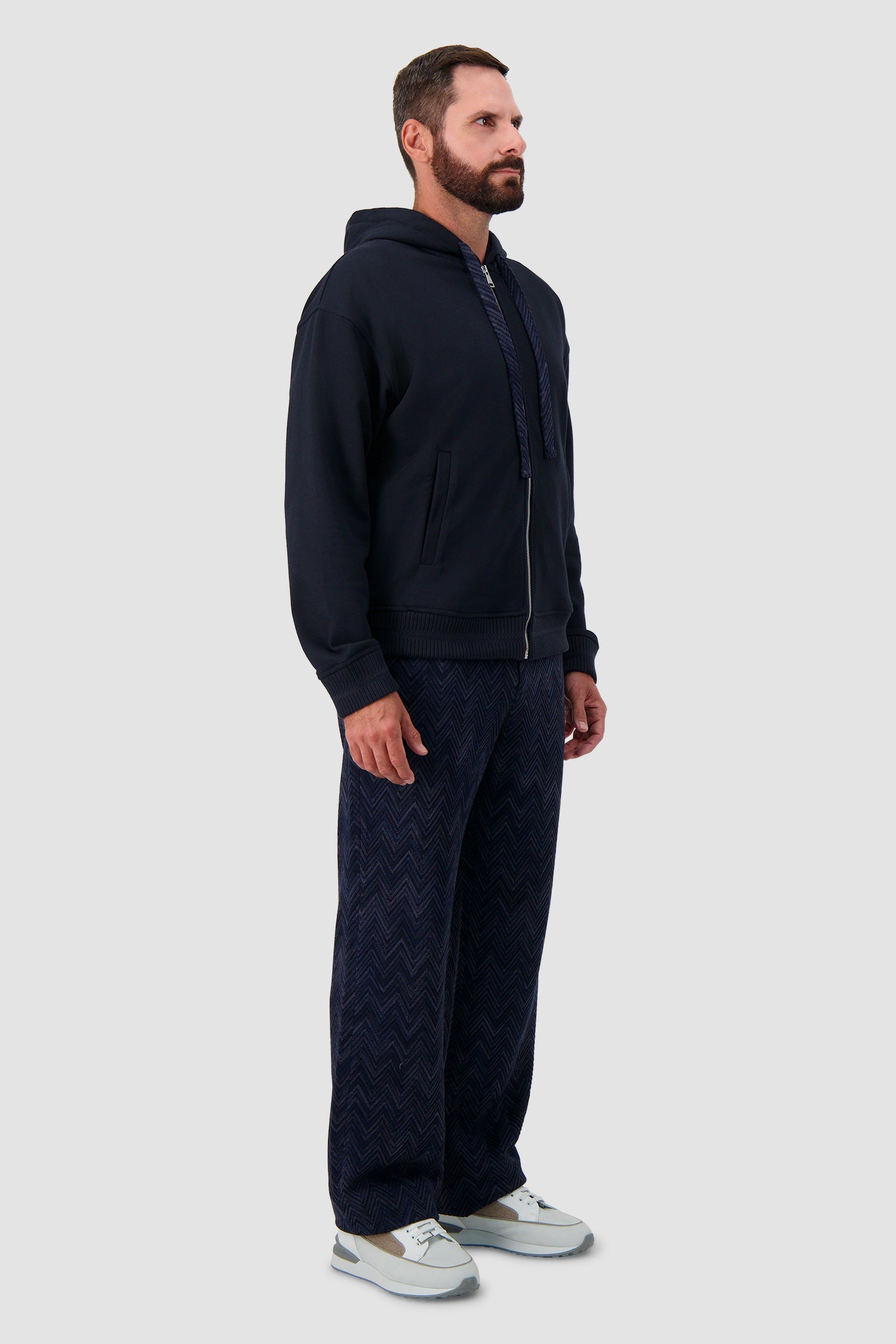 Missoni Navy Zip-Front Hoodie