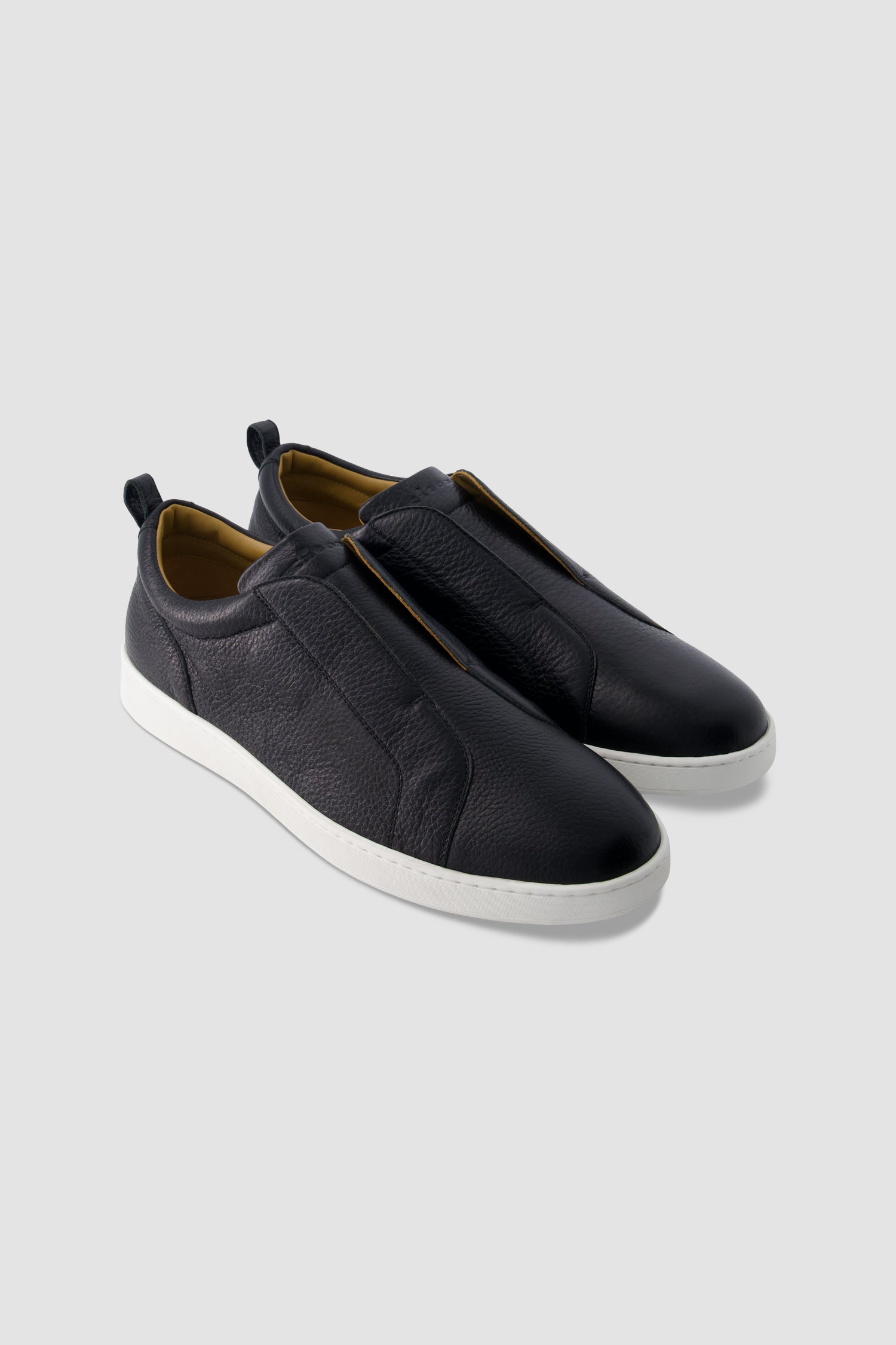 Kiton Black Leather Slip-on Sneakers