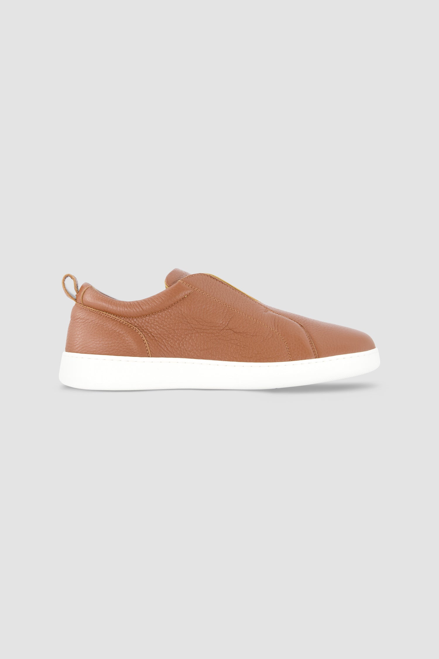 Kiton Brown Leather Slip-On Sneakers