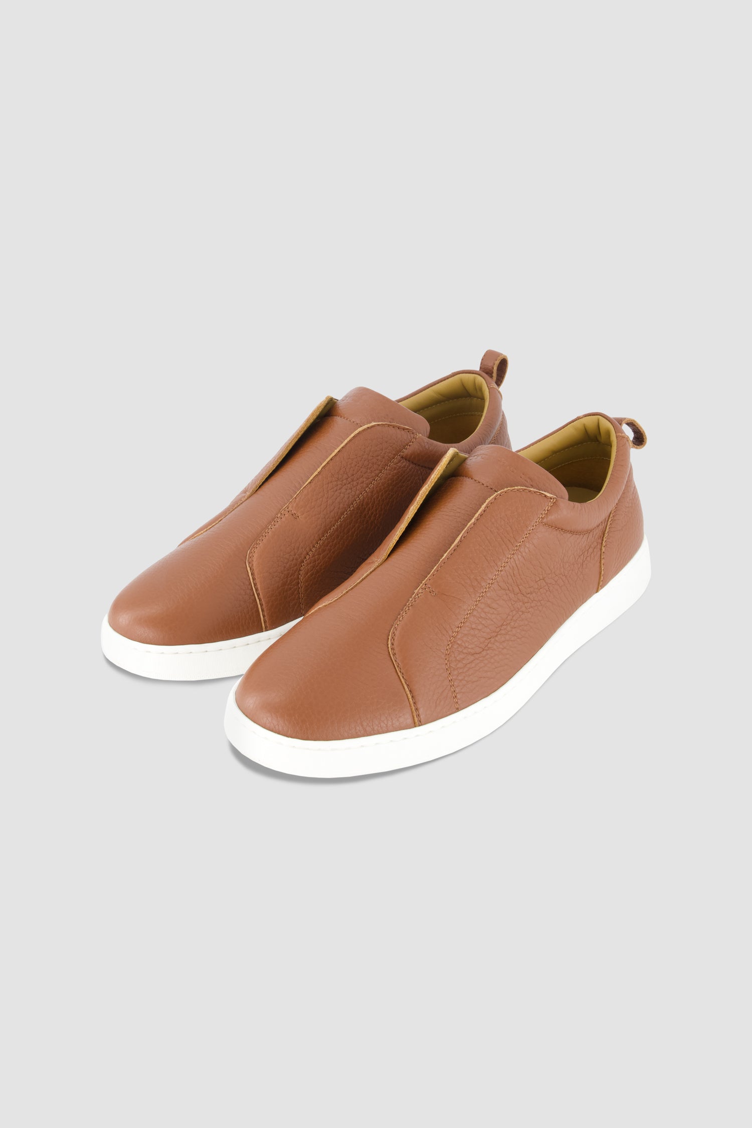 Kiton Brown Leather Slip-On Sneakers