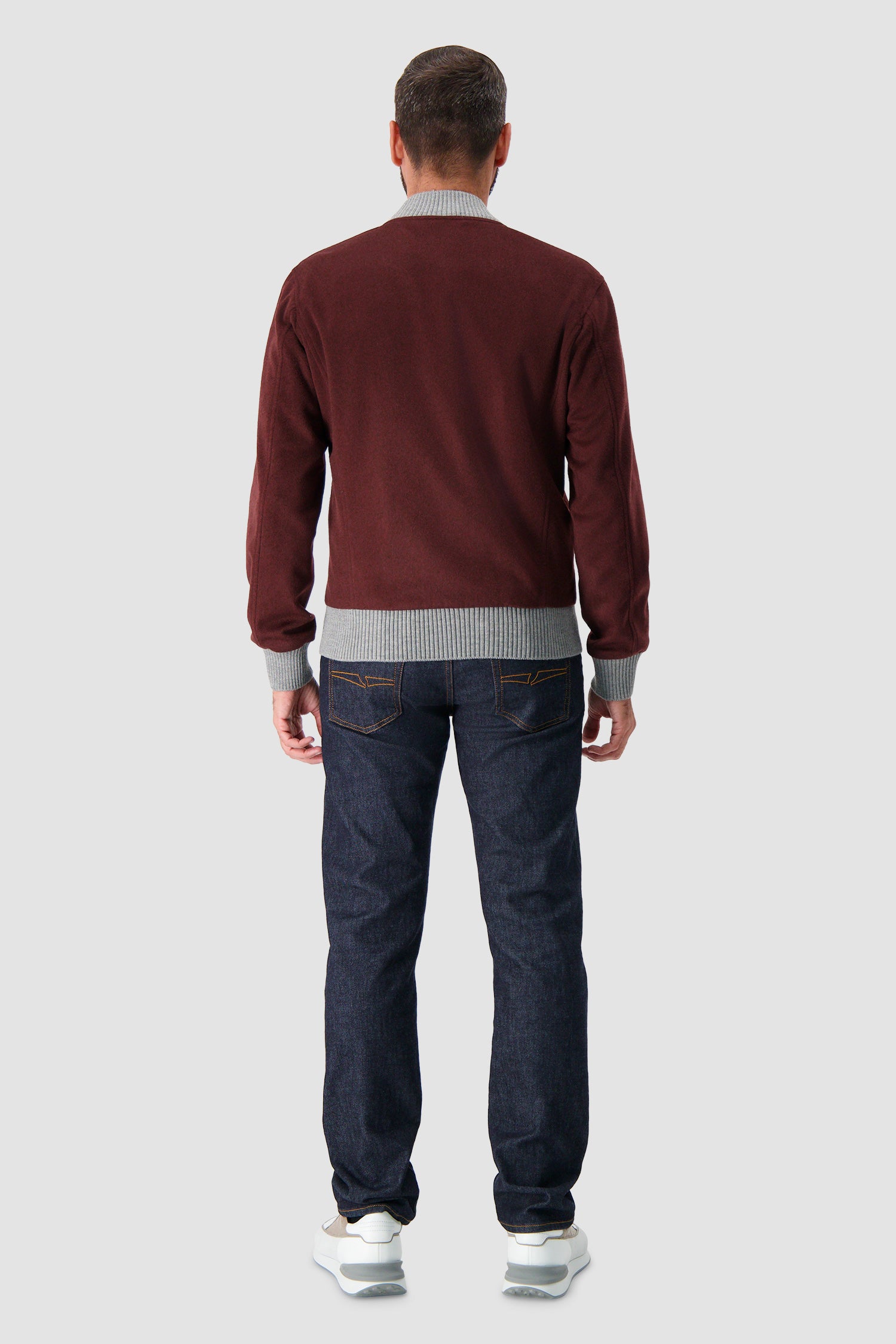 Barba Napoli Burgundy Cashmere Bomber Jacket