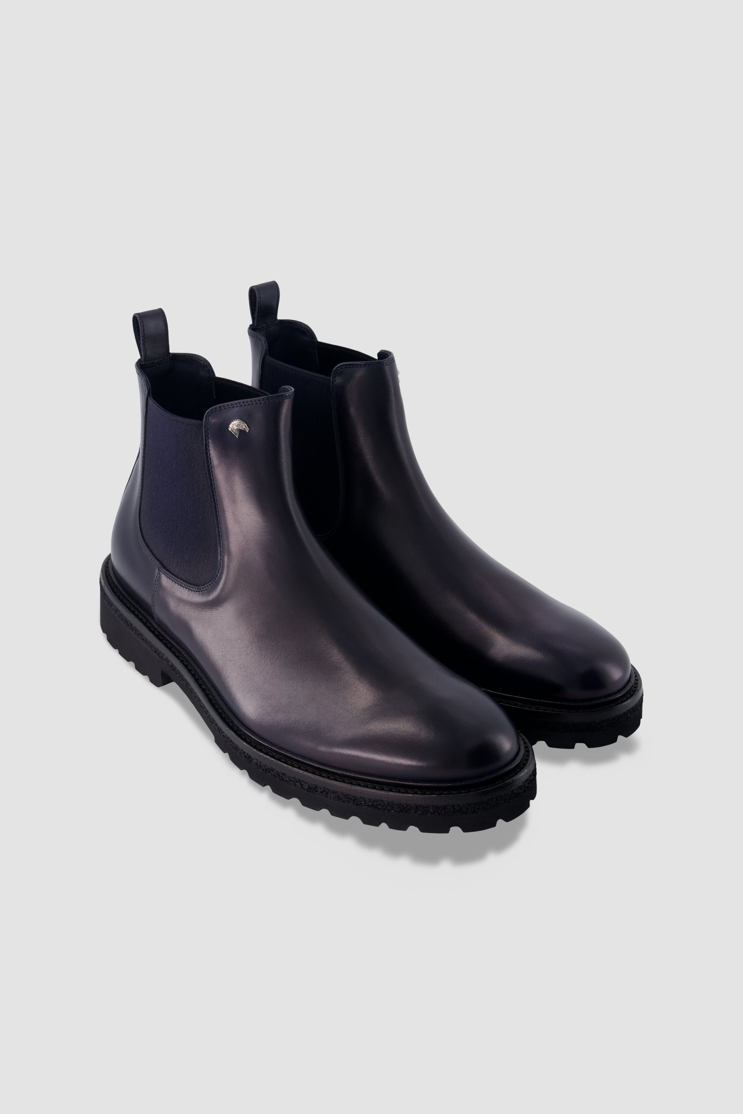 Stefano Ricci Navy Calf Leather Chelsea Boots
