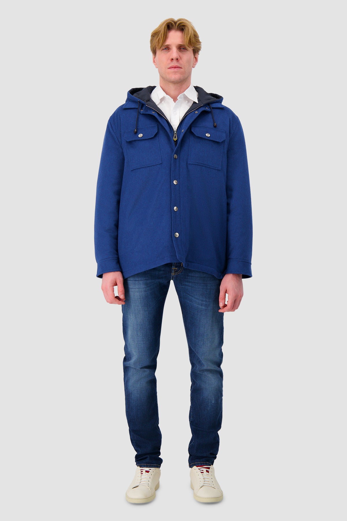 Sartorio Blue Cashmere Hooded Jacket