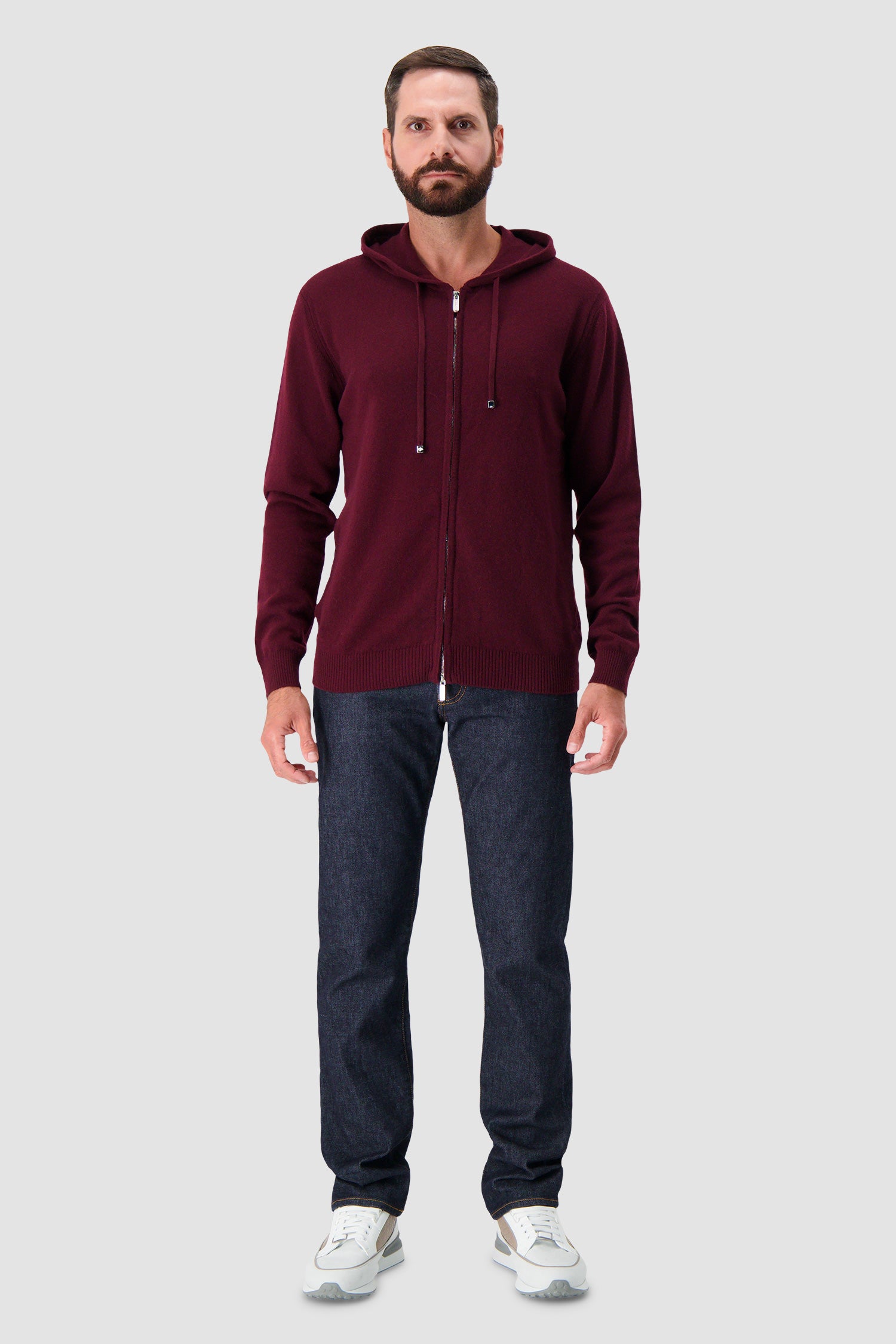 Pashmere Burgundy Cashmere Zip Hoodie