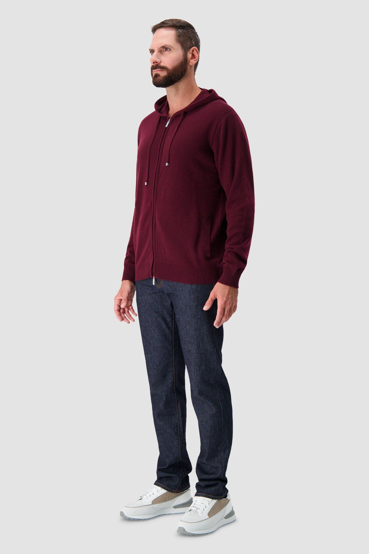 Pashmere Burgundy Cashmere Zip Hoodie