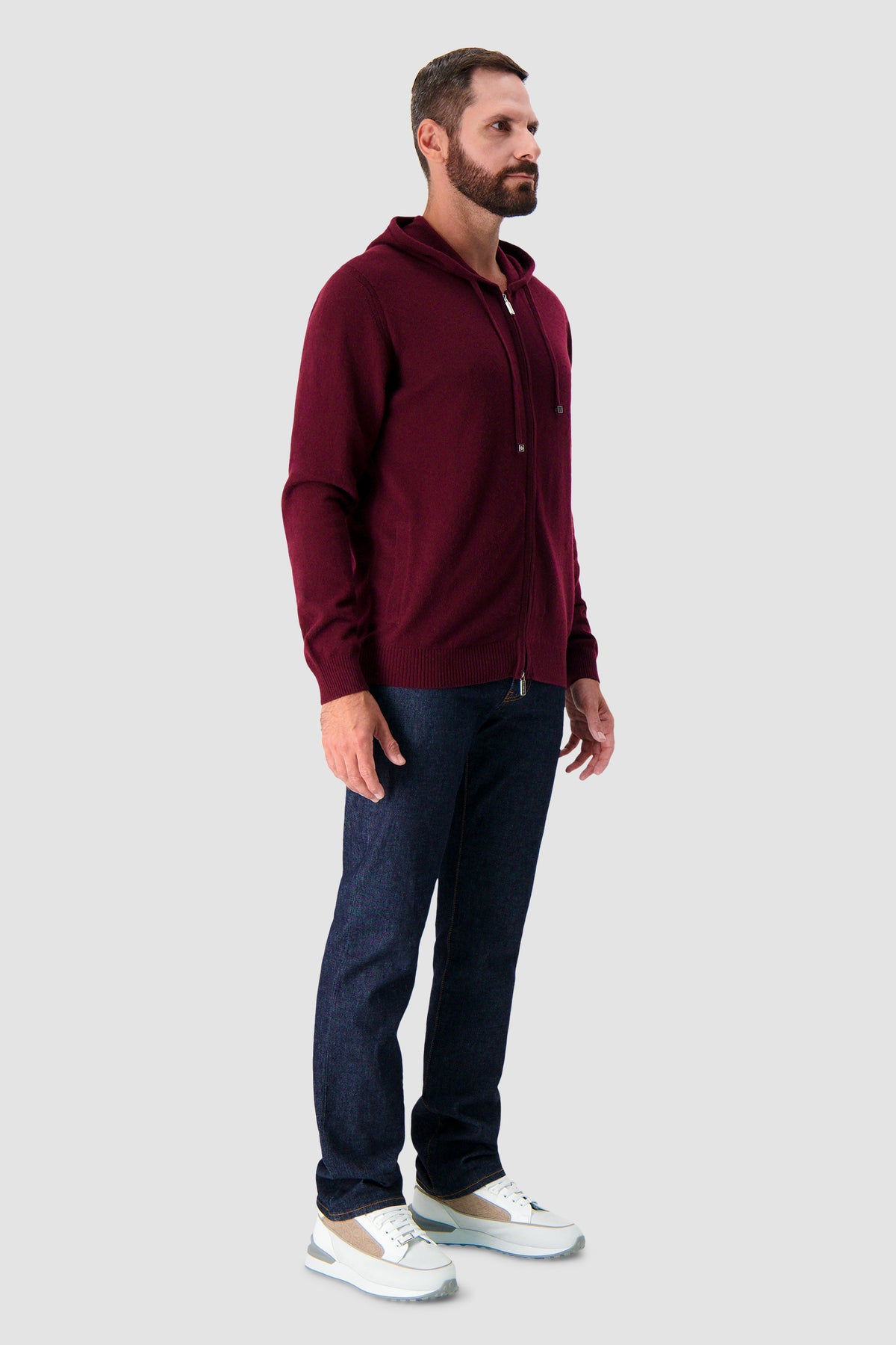 Pashmere Burgundy Cashmere Zip Hoodie