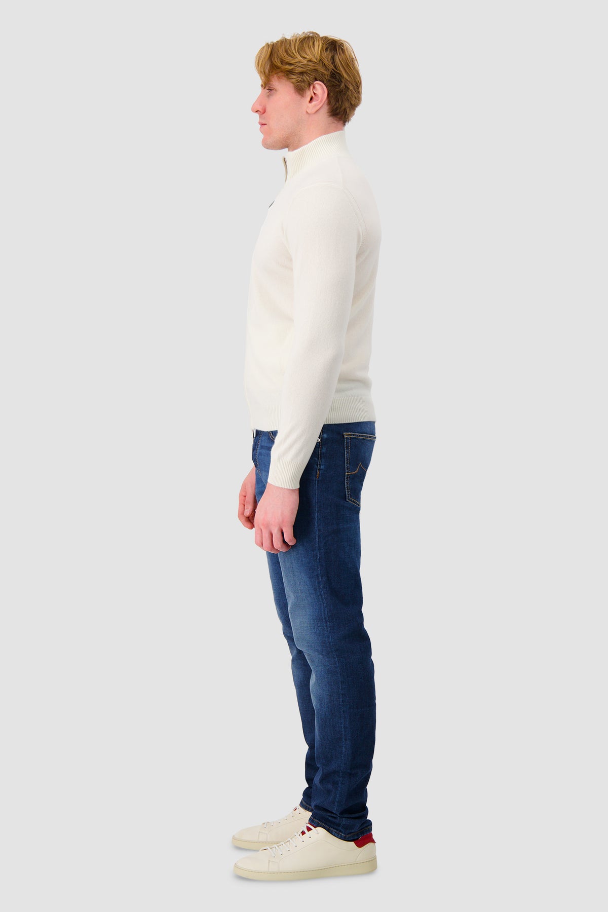 Pashmere Ivory Foggy Baby Cashmere Zip Sweater