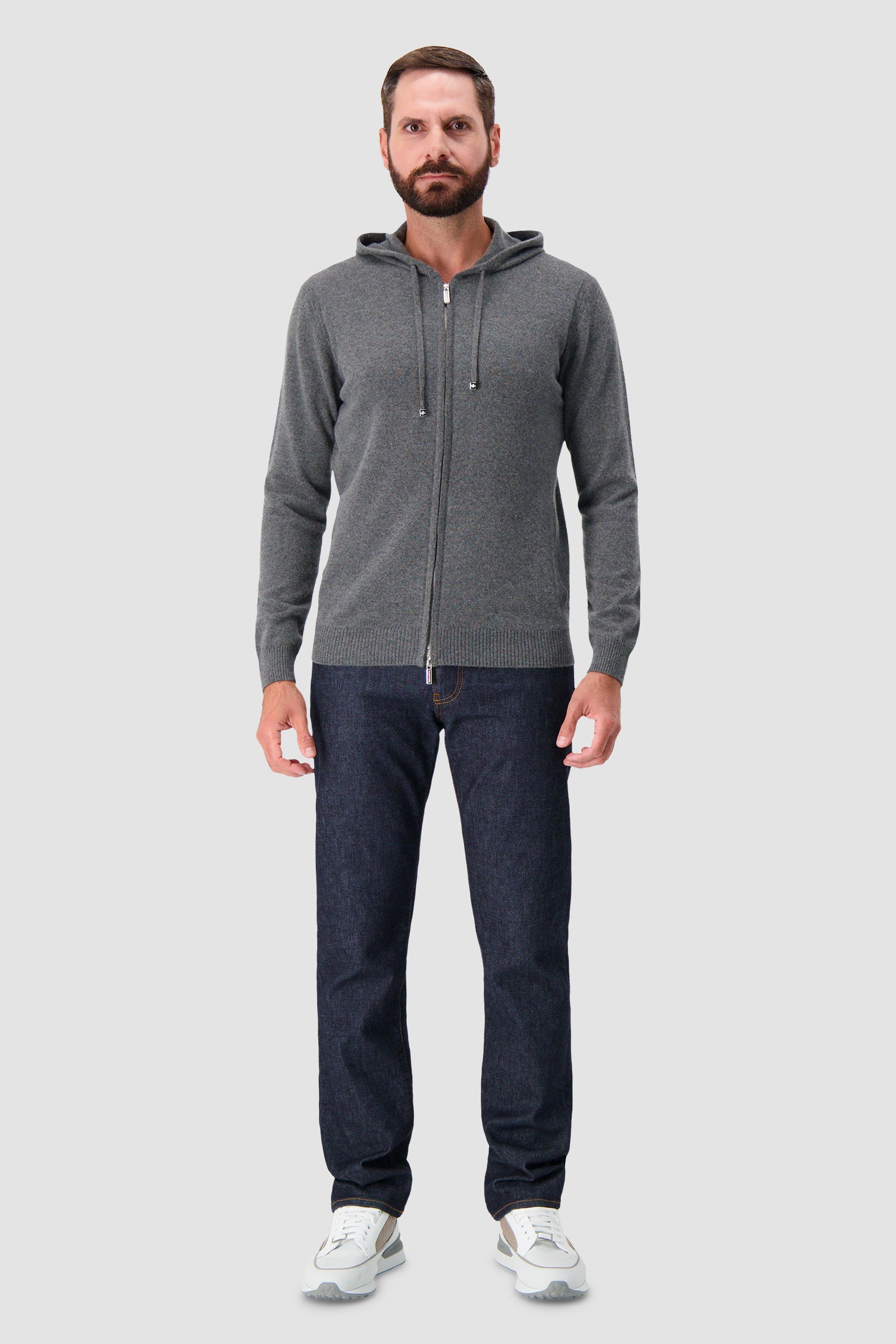 Pashmere Grey Baby Cashmere Zip Hoodie