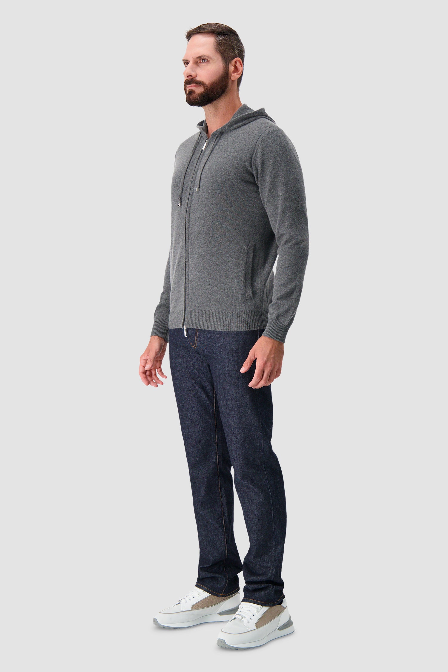 Pashmere Grey Baby Cashmere Zip Hoodie