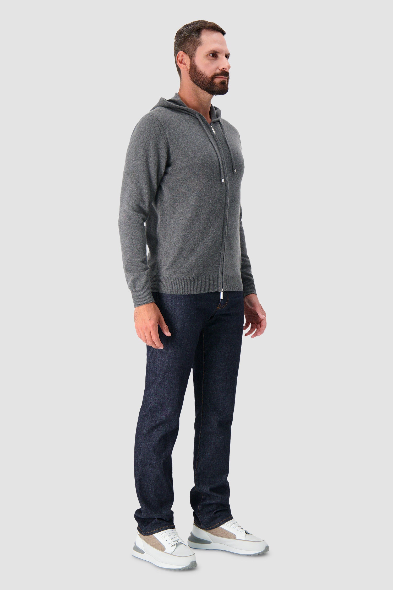 Pashmere Grey Baby Cashmere Zip Hoodie
