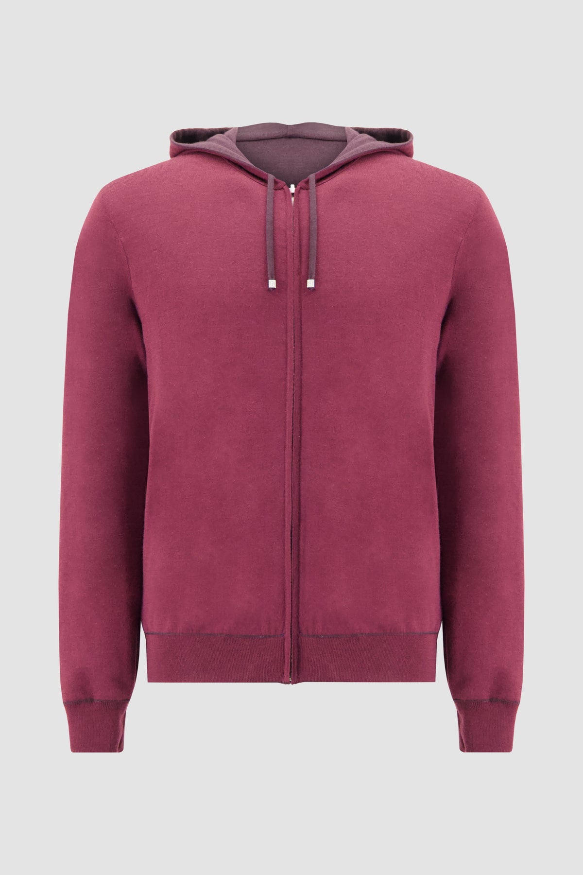 Pashmere Burgundy Wool Silk Cashmere Reversible Zip Hoodie