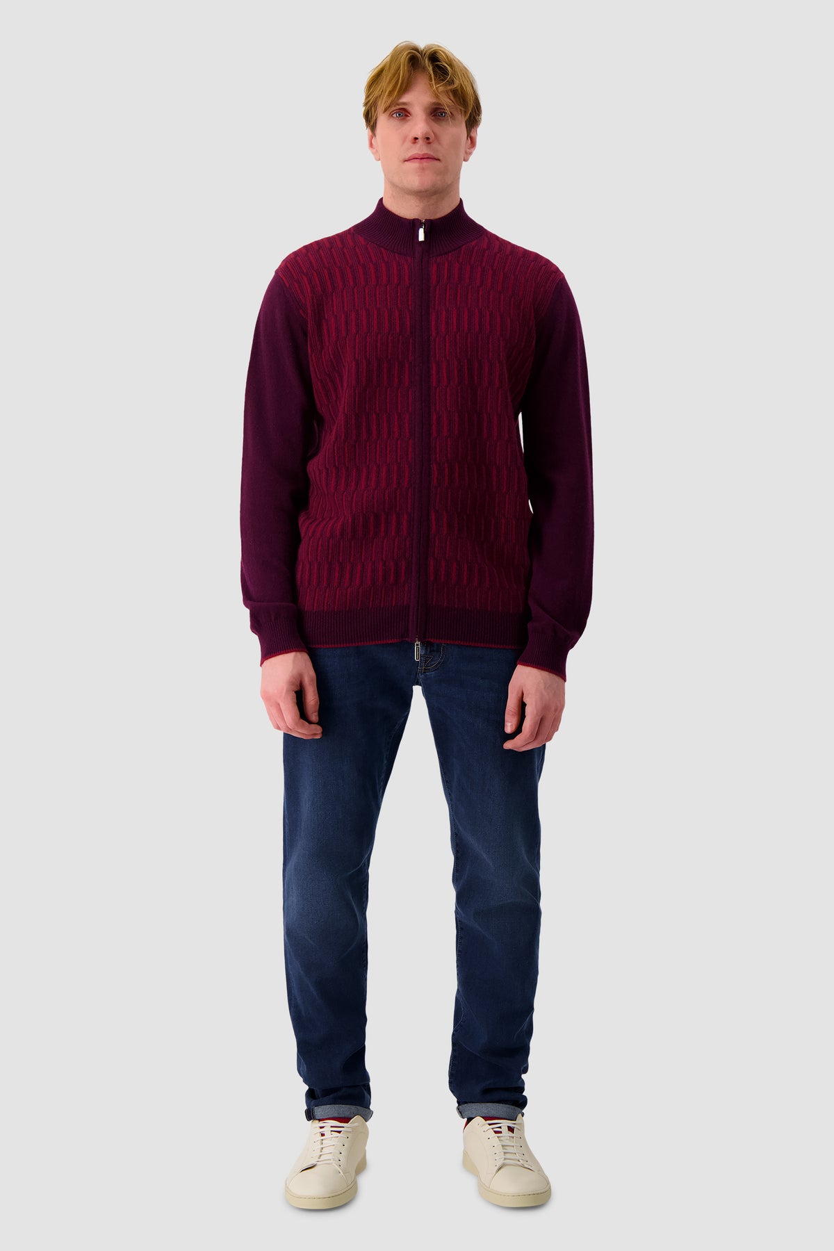 Pashmere Burgundy Cashmere Zip Sweater