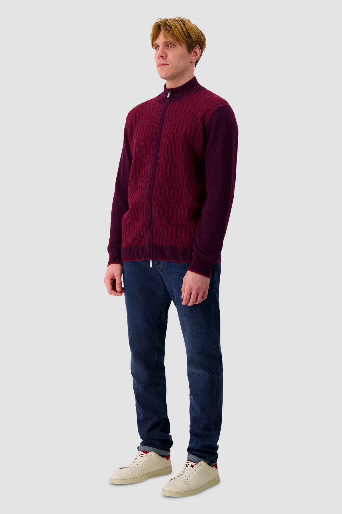 Pashmere Burgundy Cashmere Zip Sweater