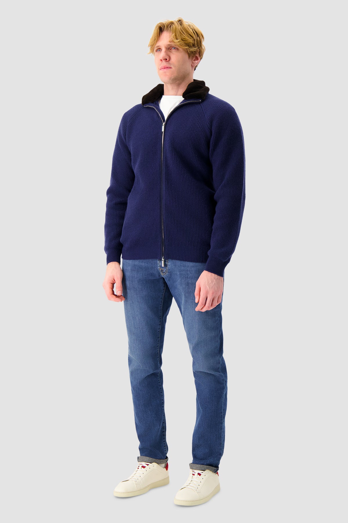 Veste en cachemire bleu Pashmere