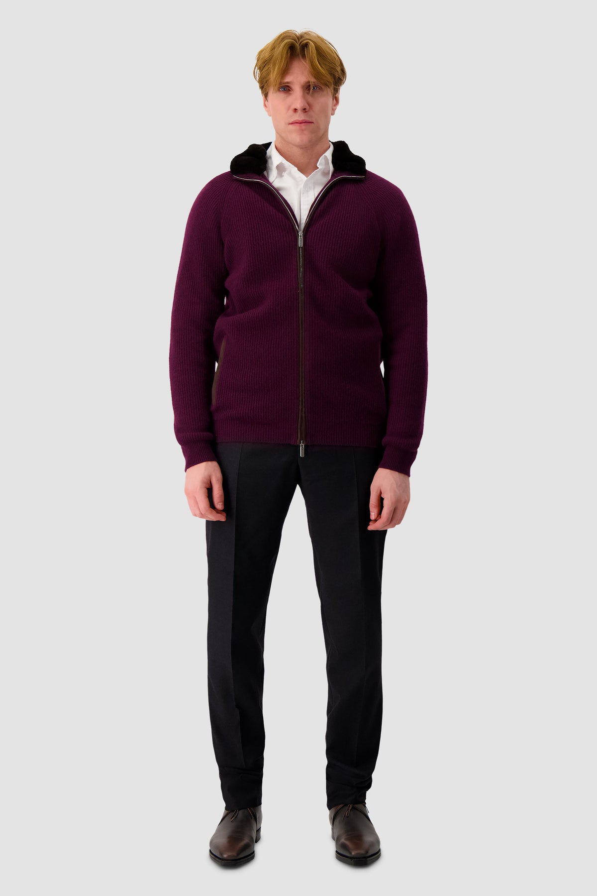 Pashmere Burgundy Cashmere Zip Jacket