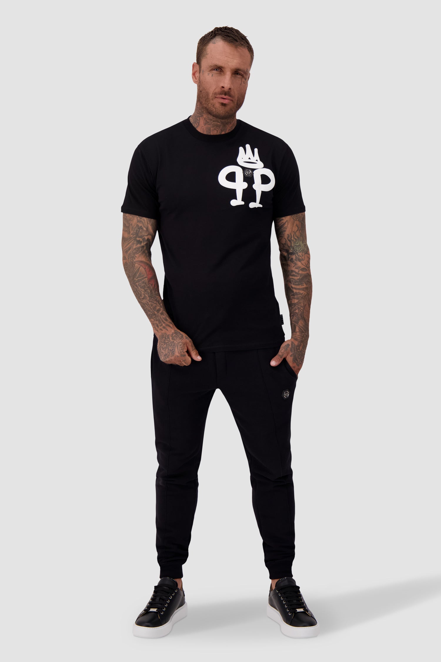 Philipp Plein Black Round neck SS Iconic Plein T-Shirt