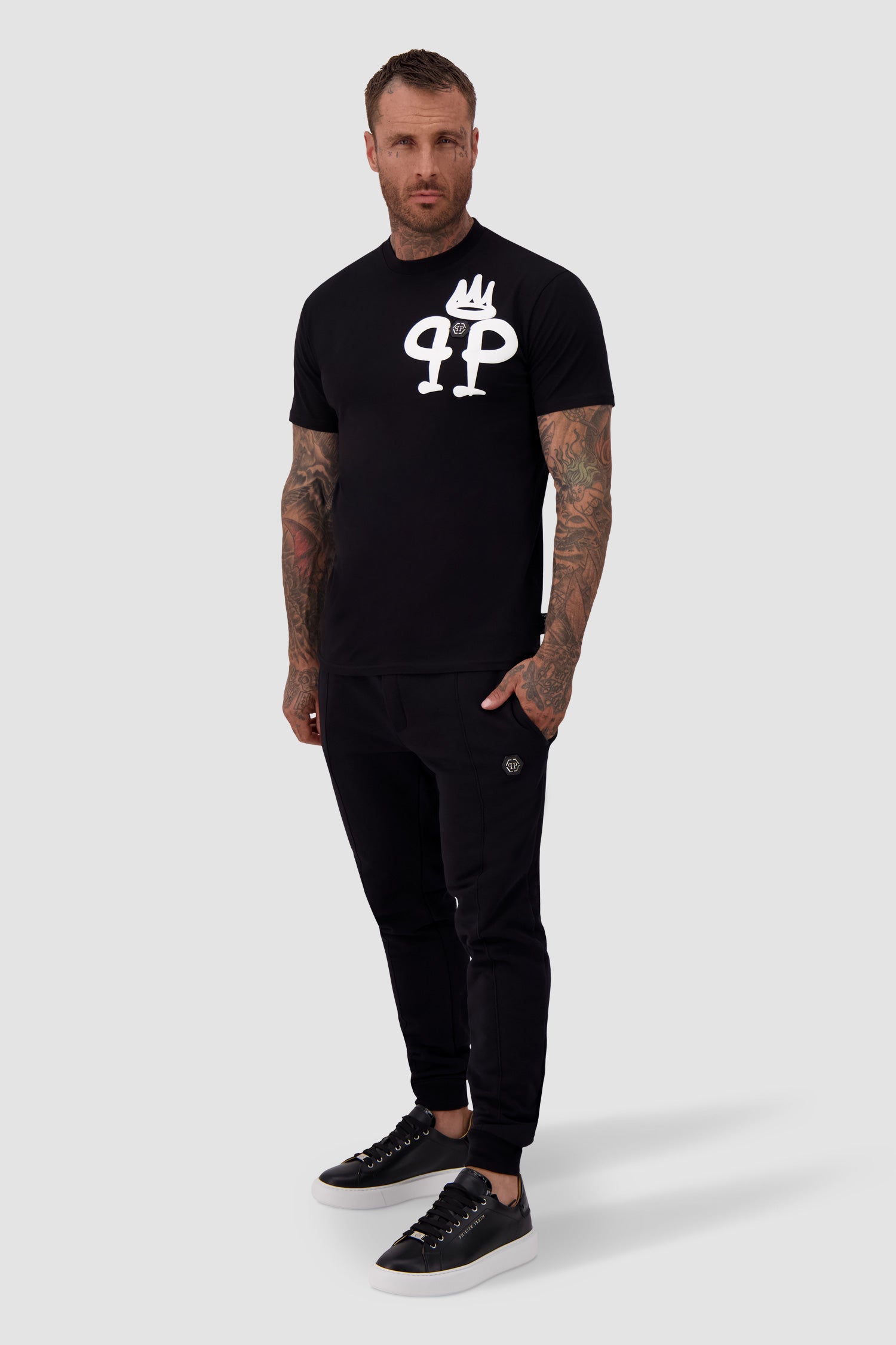 Philipp Plein Black Round neck SS Iconic Plein T-Shirt