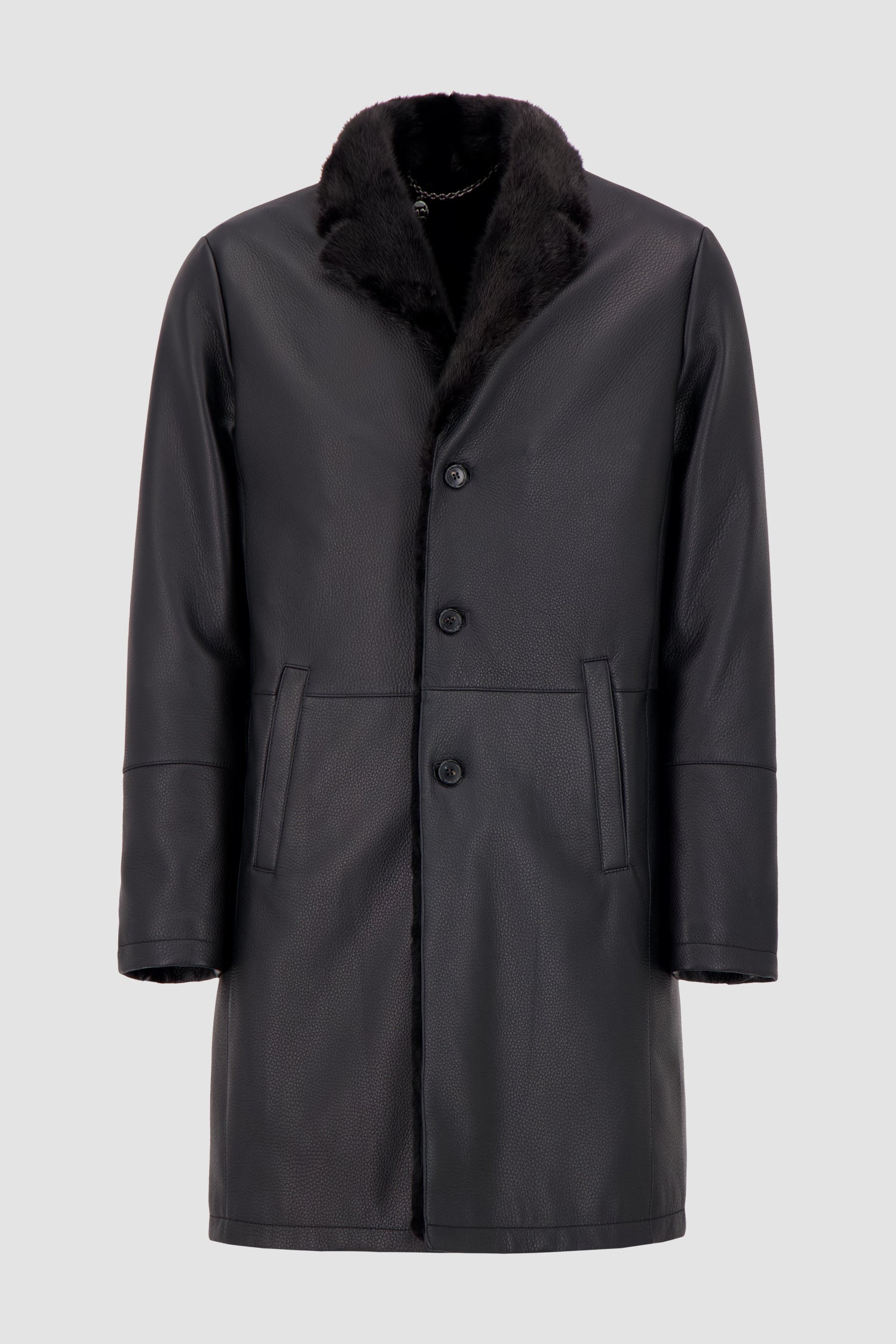 Hettabretz Black Deer Leather And Mink Long Jacket