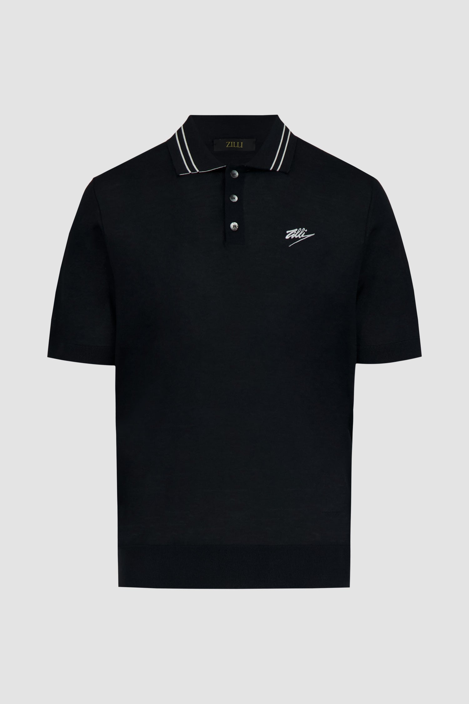 Zilli Black Button Short Sleeves Polo