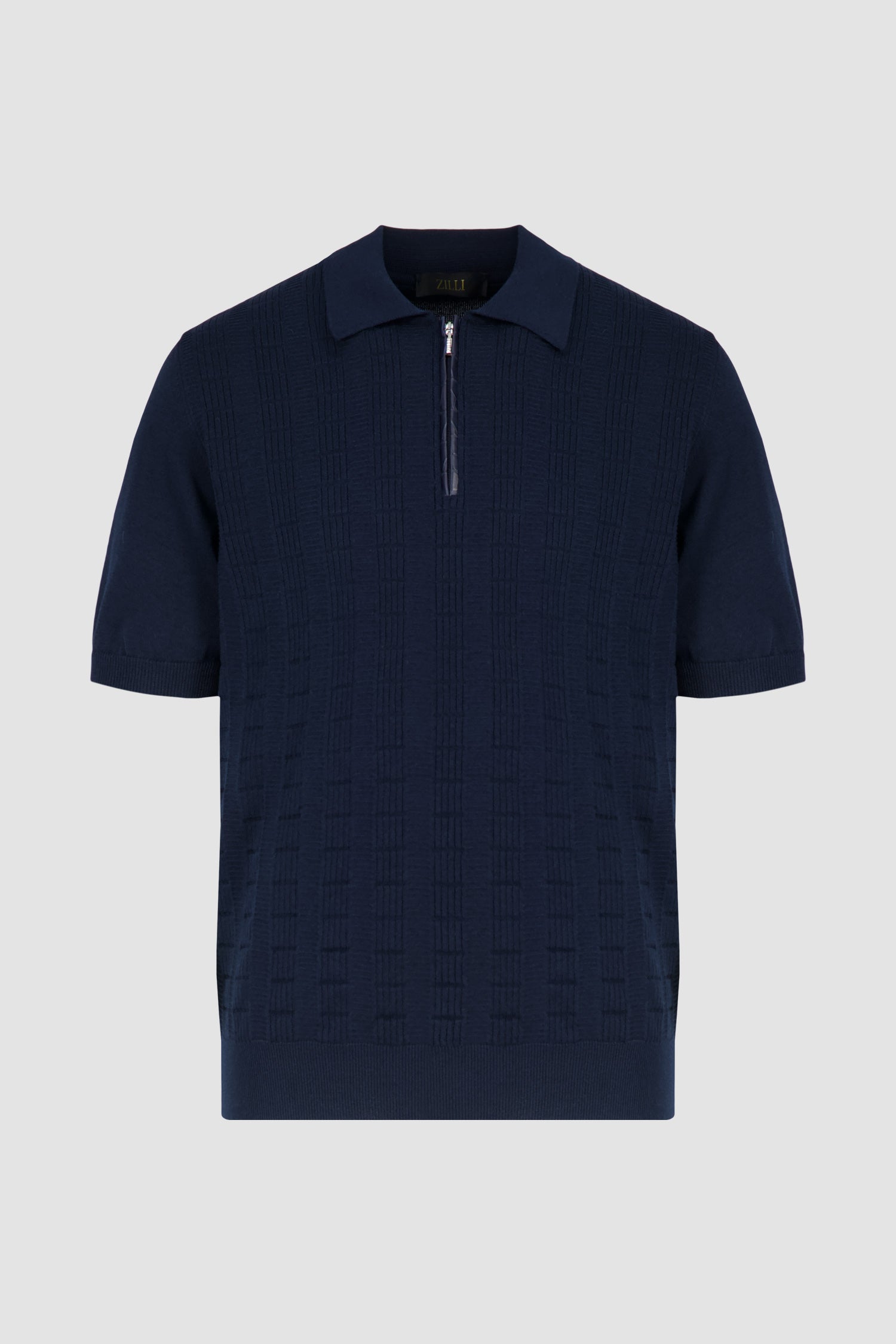 Zilli Navy Zip Short Sleeves Polo with Croc
