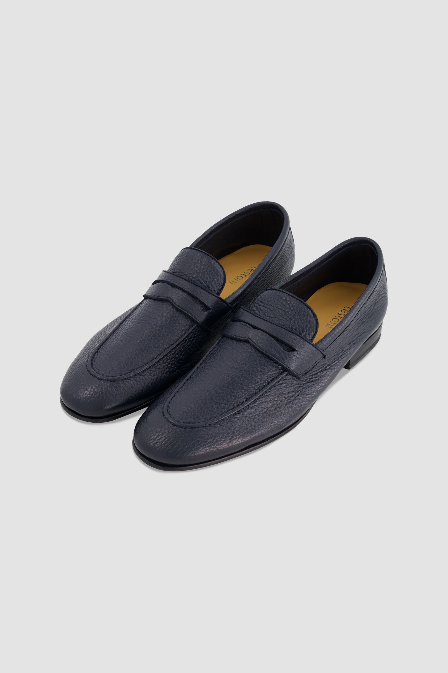 Testoni Pebbled Calfskin Penny Loafers