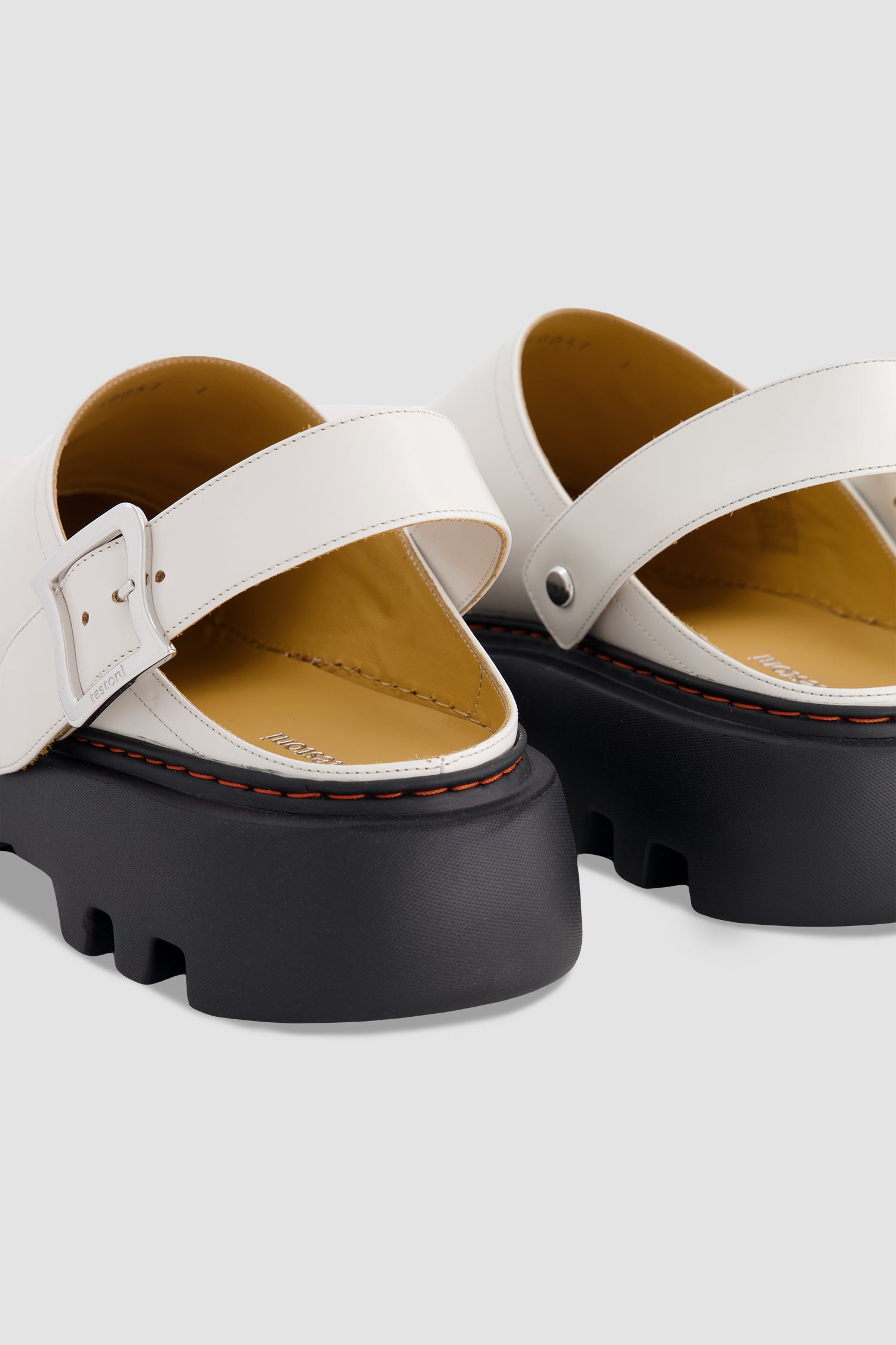 White Calf Leather Slingback Clogs