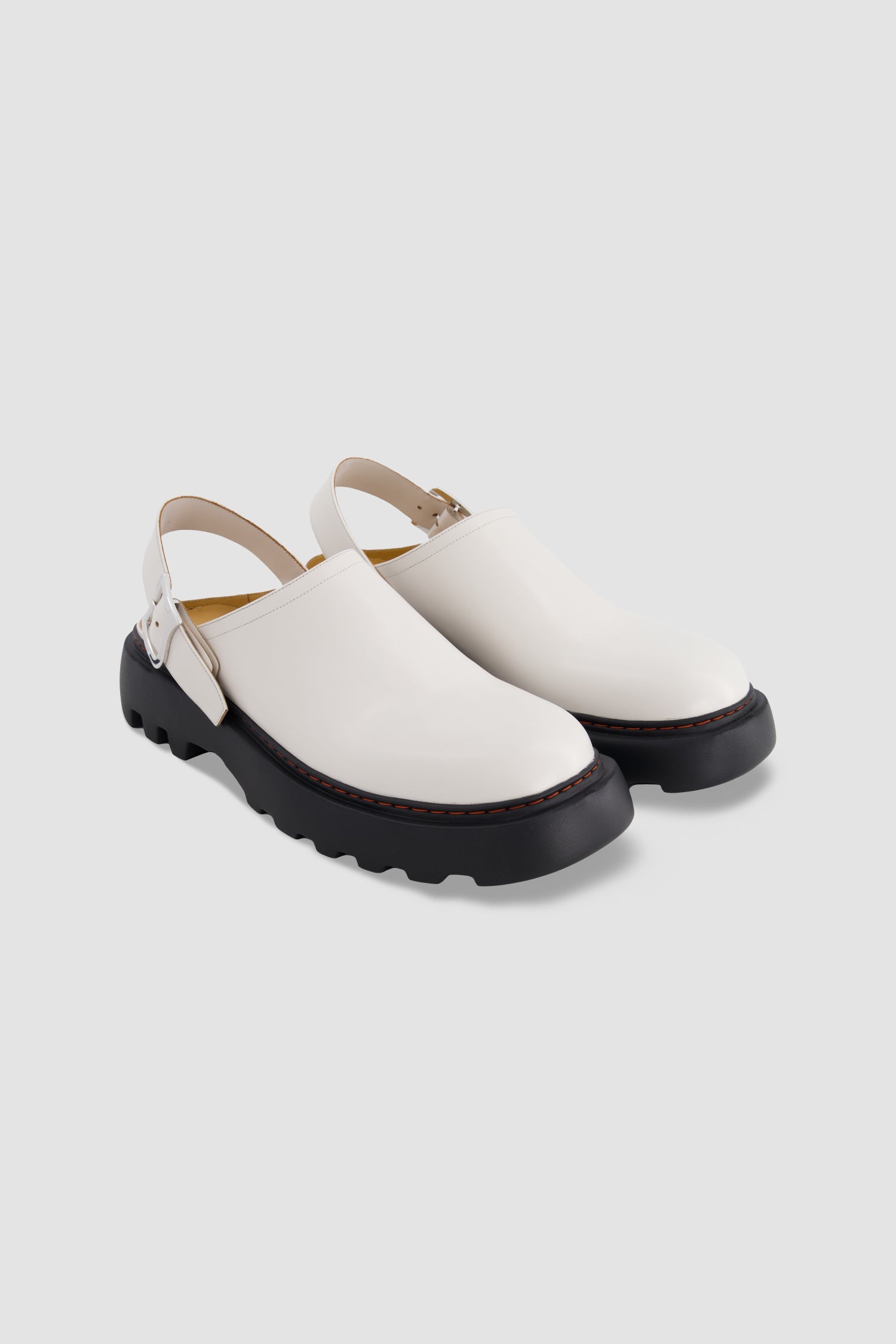 White Calf Leather Slingback Clogs