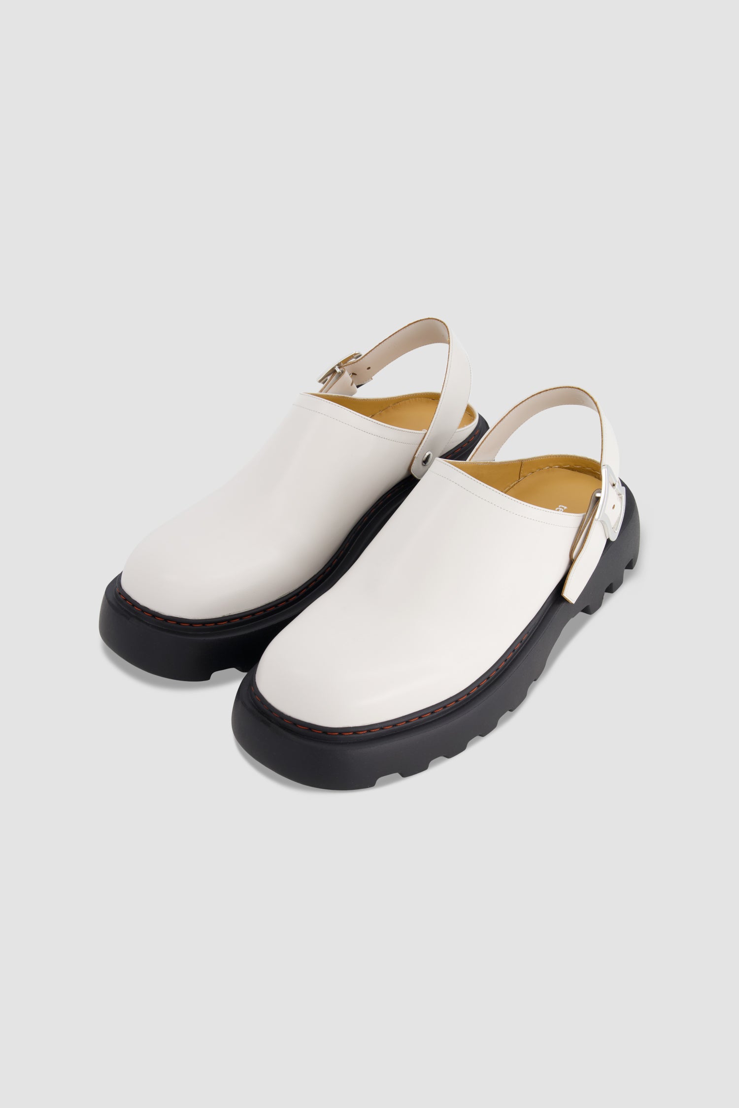 White Calf Leather Slingback Clogs