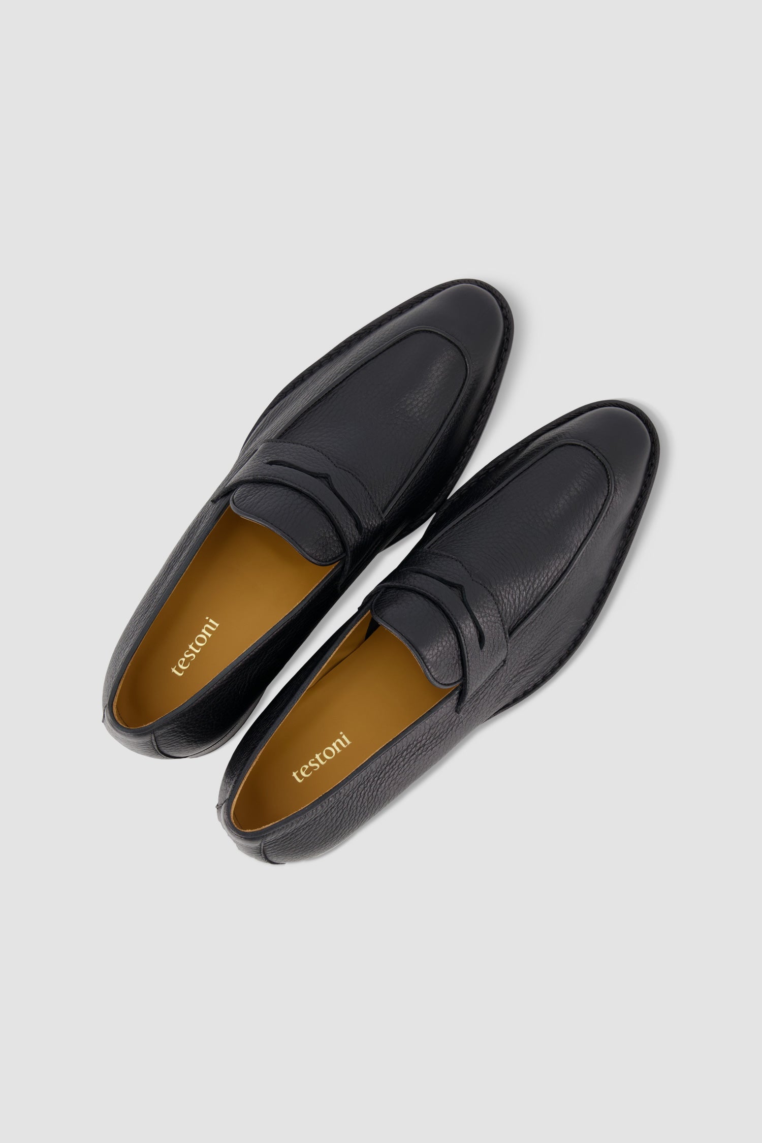 Testoni Black Antique Deer Vallebona Loafers
