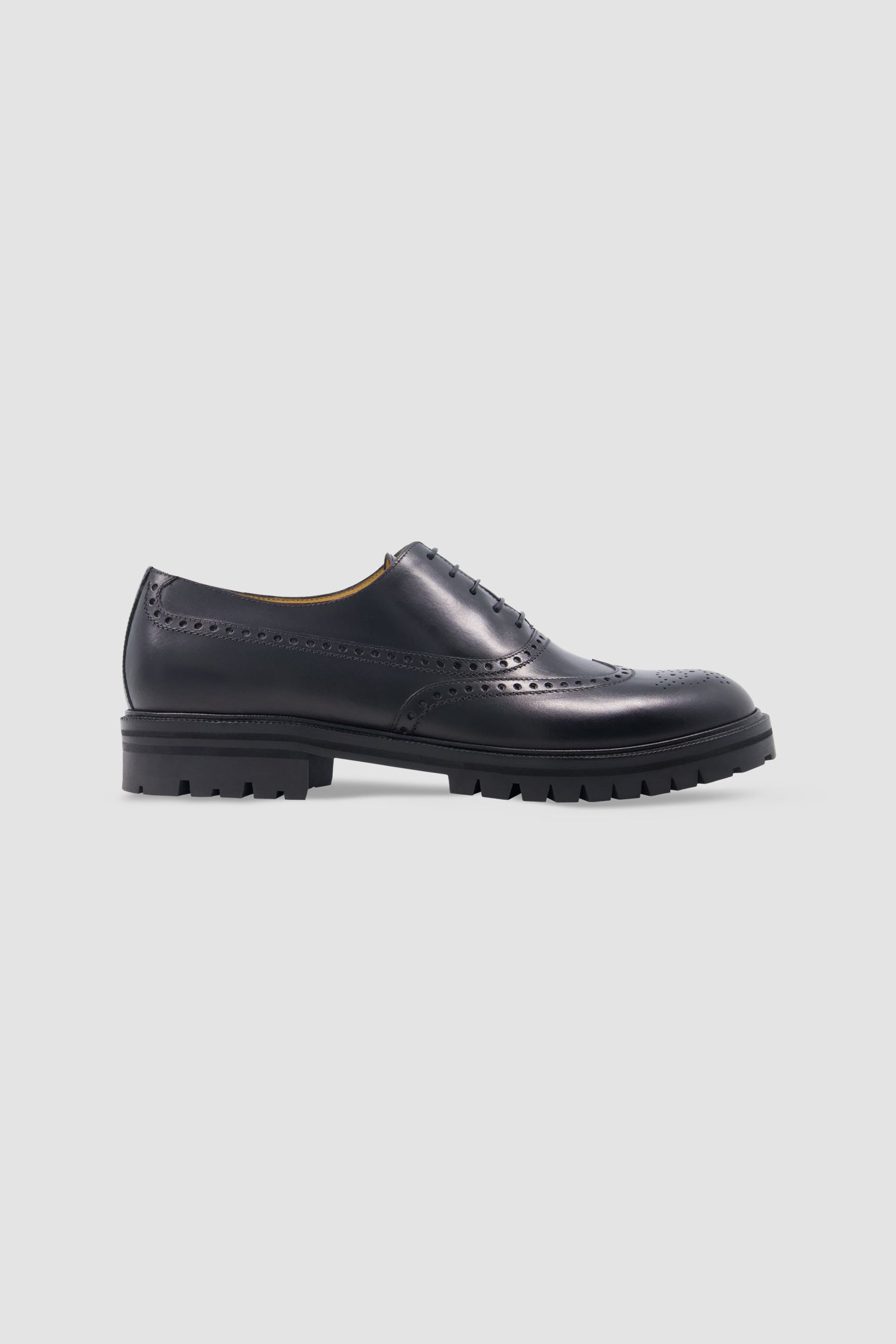 Testoni Black Leather Wingtip Oxford Shoes