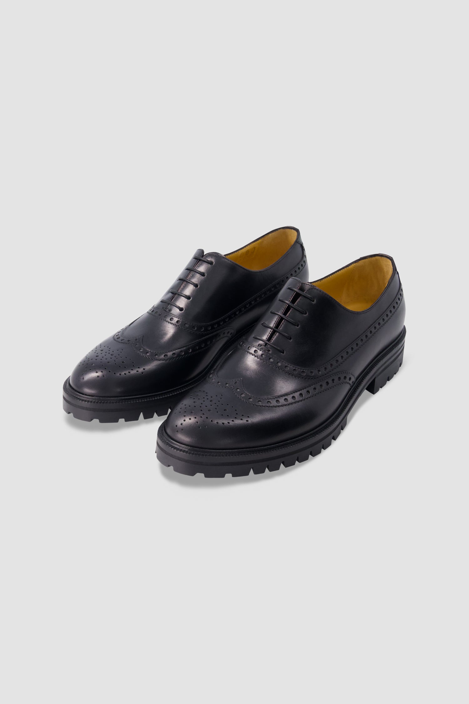 Testoni Black Leather Wingtip Oxford Shoes