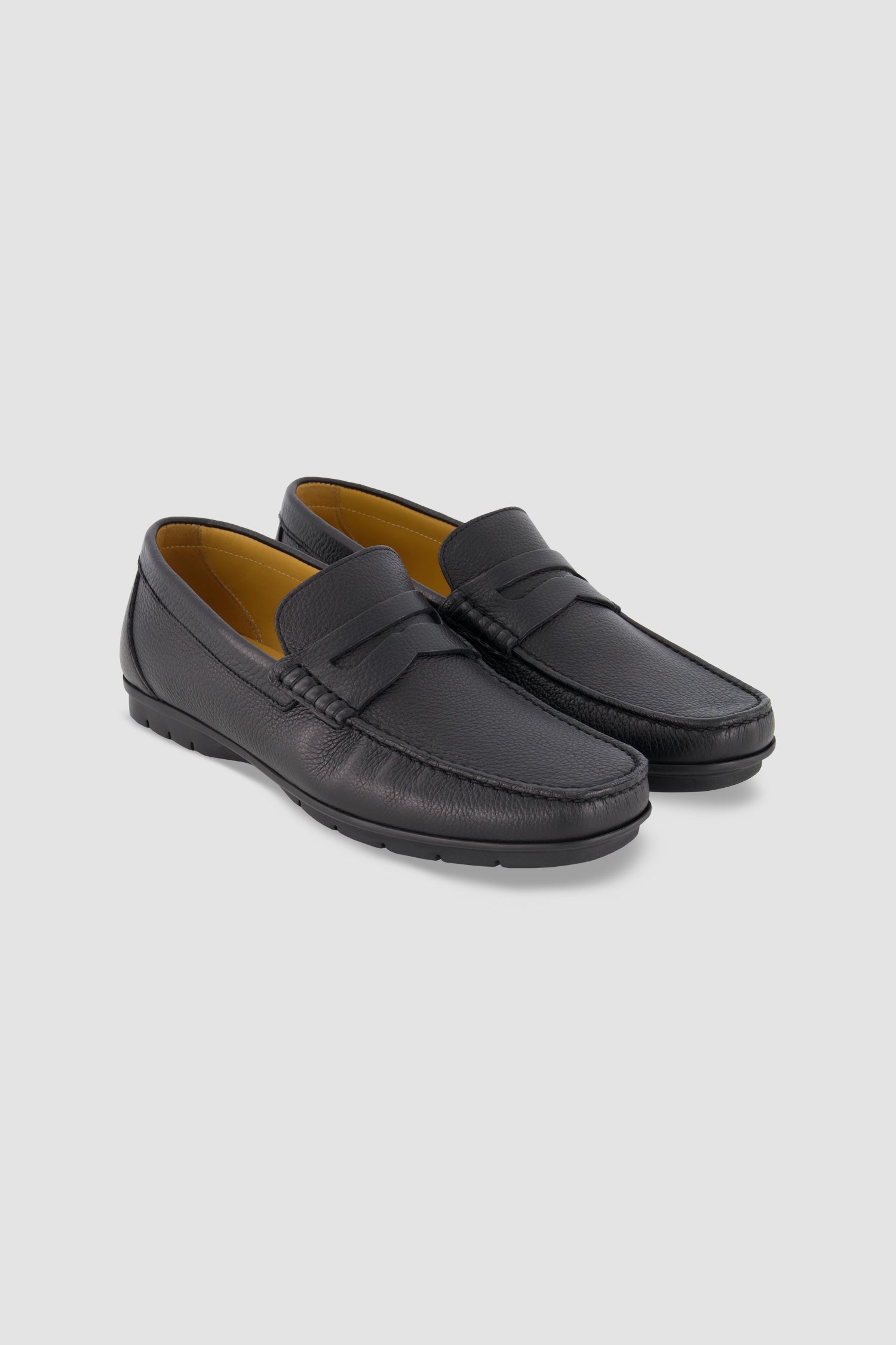 Testoni Black Hemp Grain Calf Gargano Moccasins
