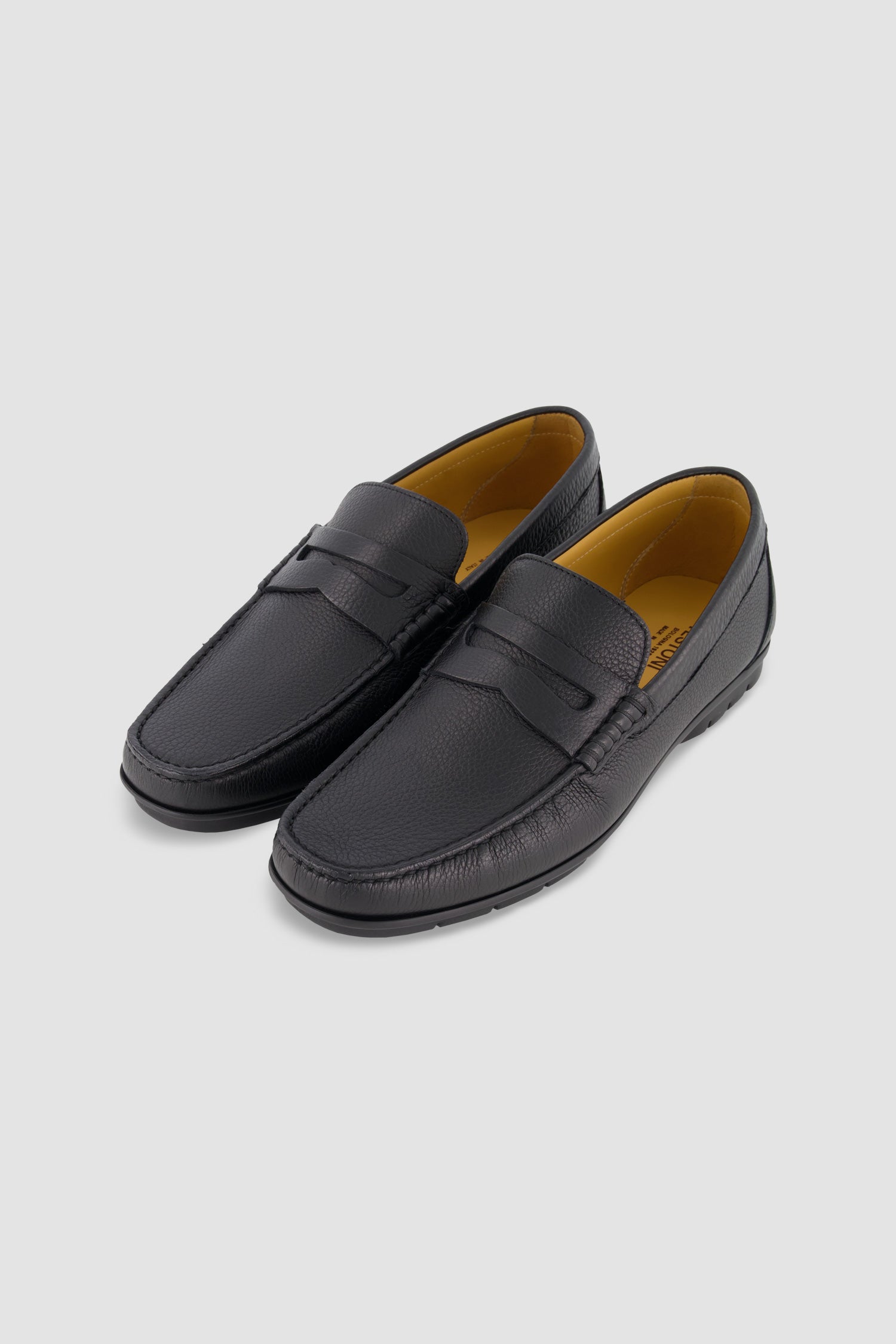 Testoni Black Hemp Grain Calf Gargano Moccasins