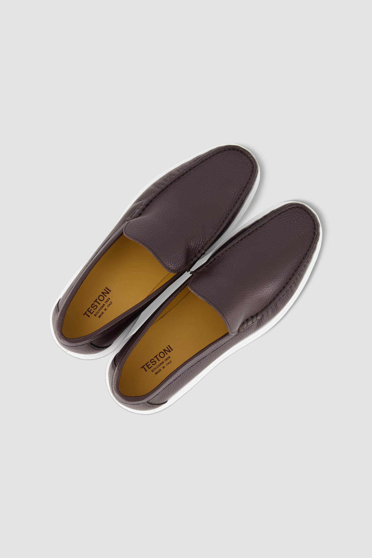 Testoni Cigar/White Antique Deer Gargano Moccasins