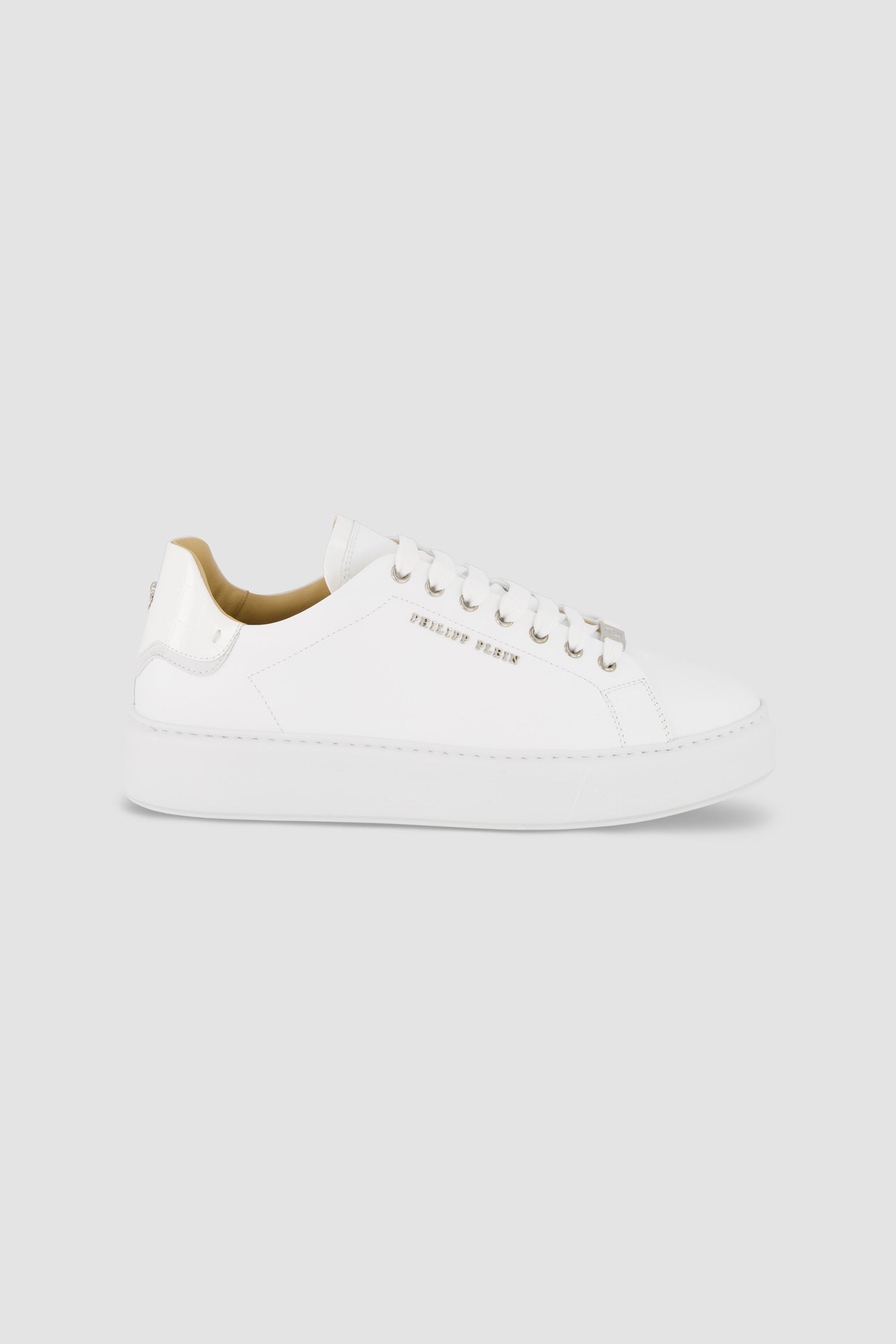 Philipp Plein White Leather Lo-Top Hexagon Sneakers