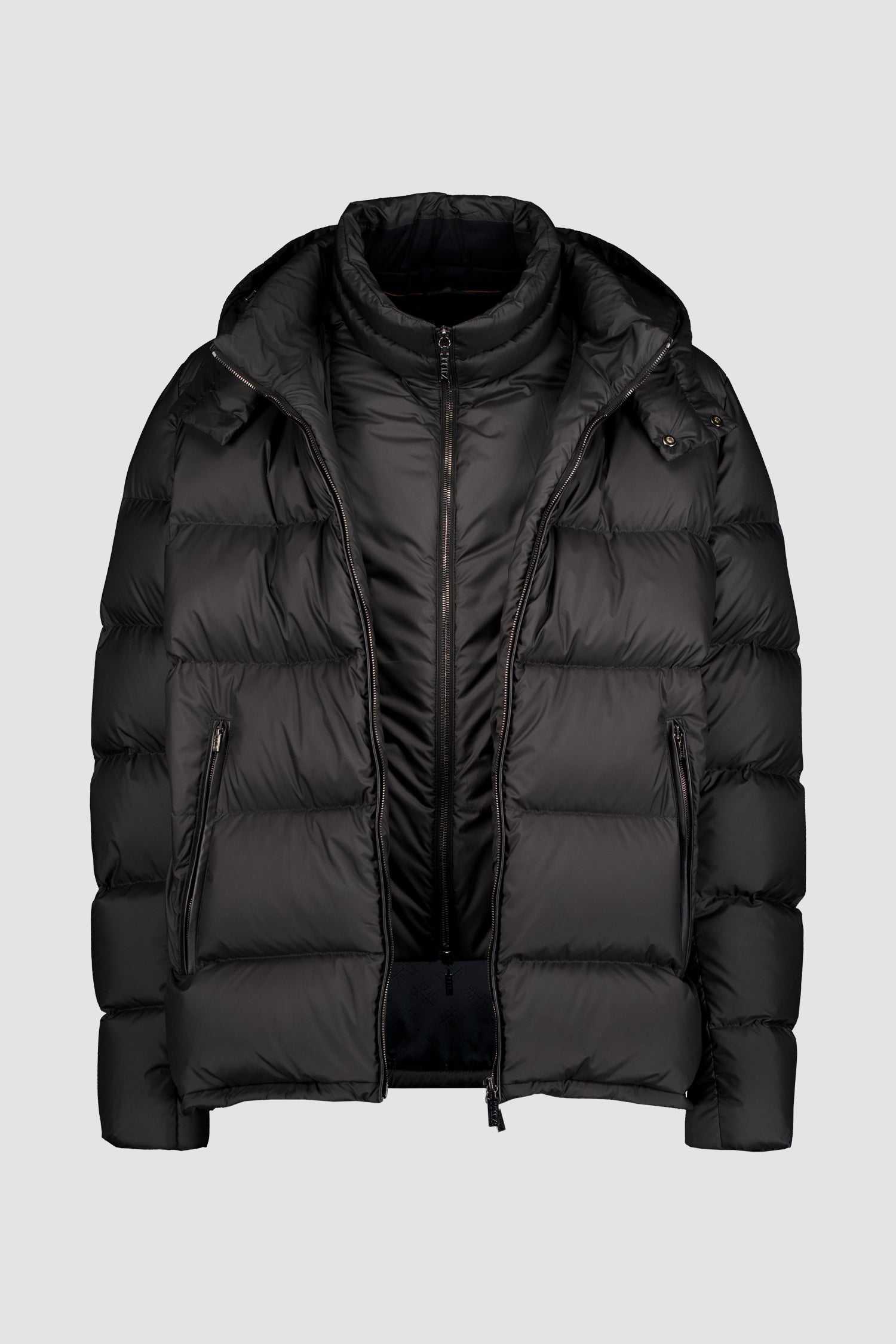 Zilli Black Down Short Jacket with Removable Hood