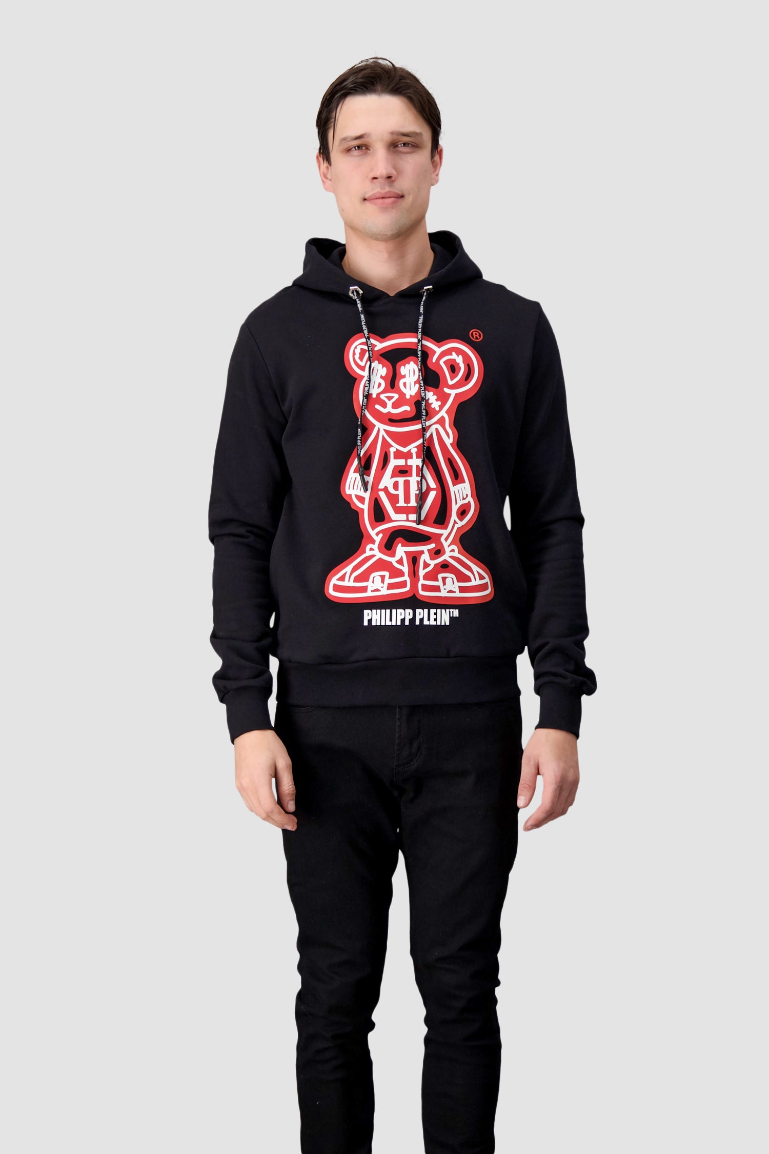 Philipp Plein Black/Red Teddy Bear Hoodie